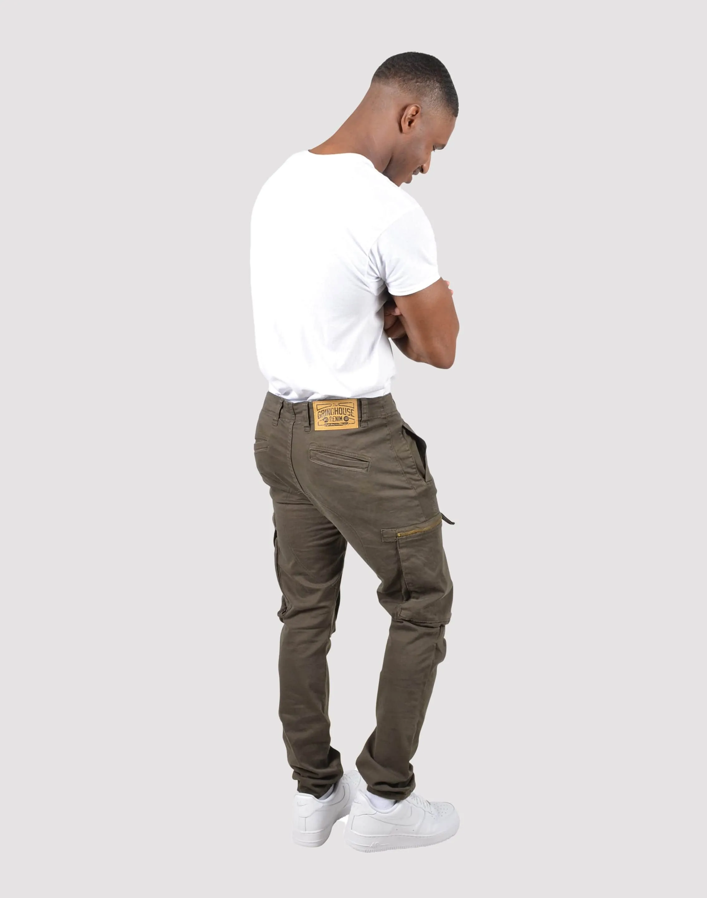 Grindhouse Twill Cargo Zip Pocket Olive Pants
