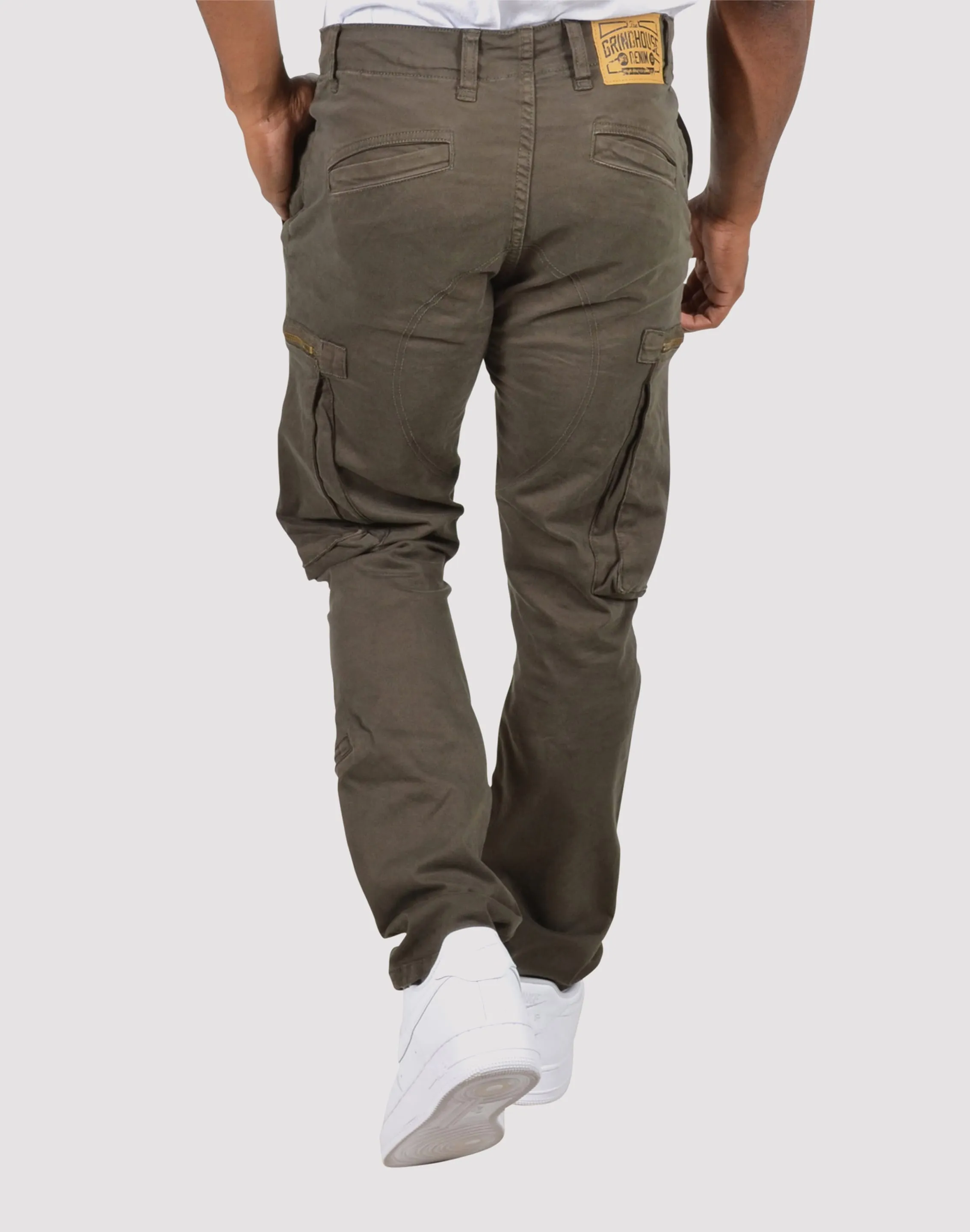 Grindhouse Twill Cargo Zip Pocket Olive Pants