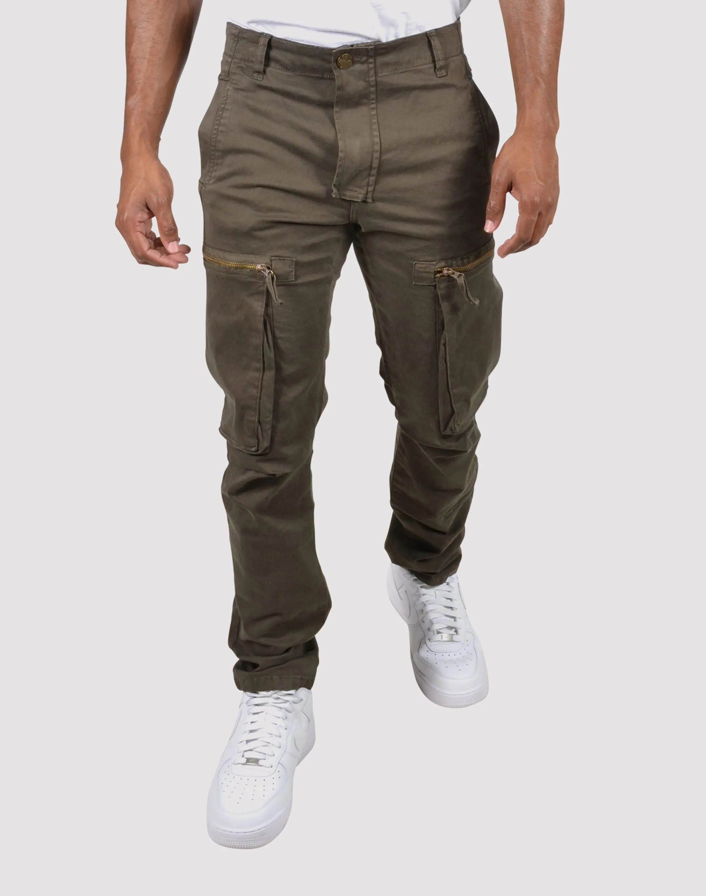 Grindhouse Twill Cargo Zip Pocket Olive Pants