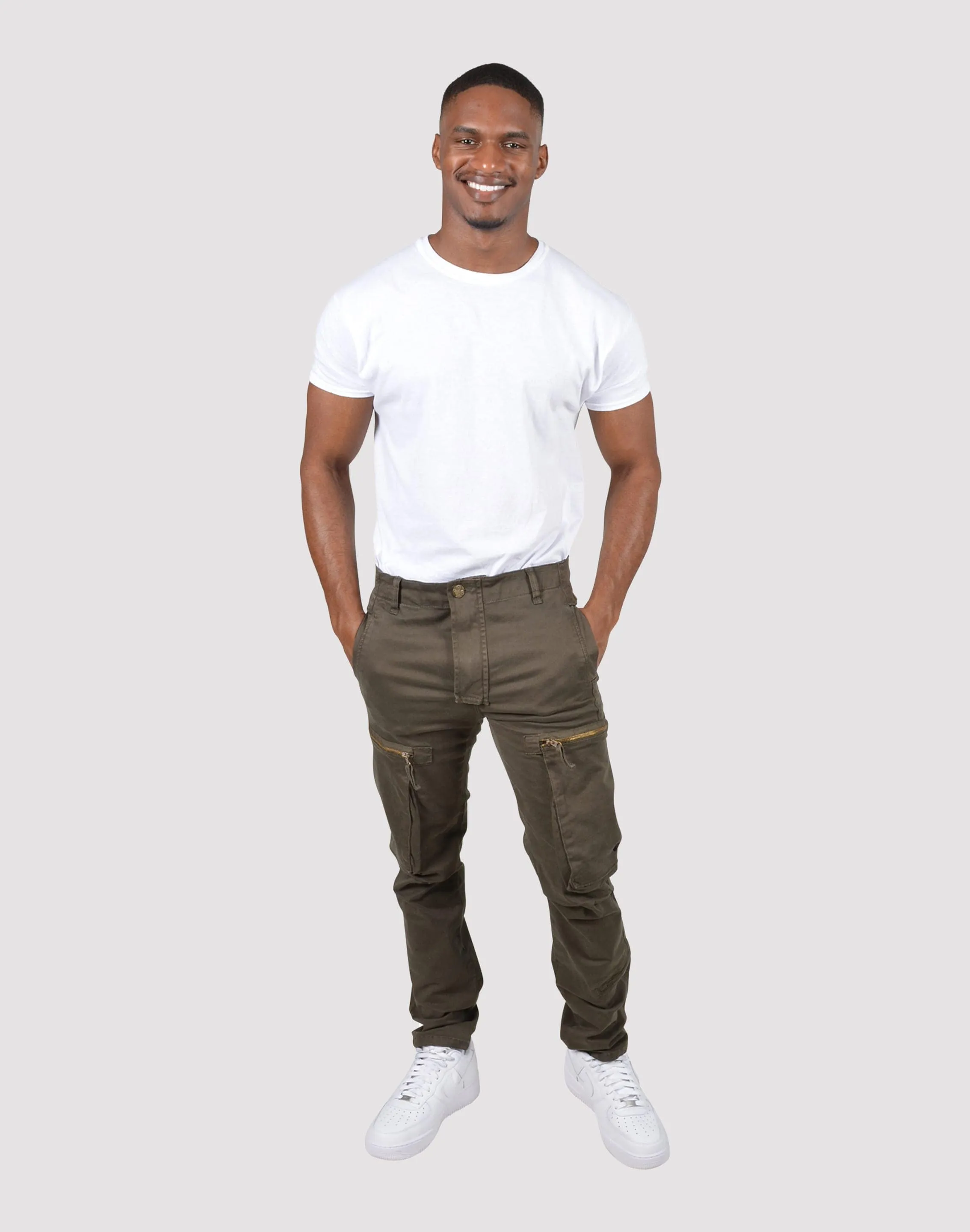 Grindhouse Twill Cargo Zip Pocket Olive Pants