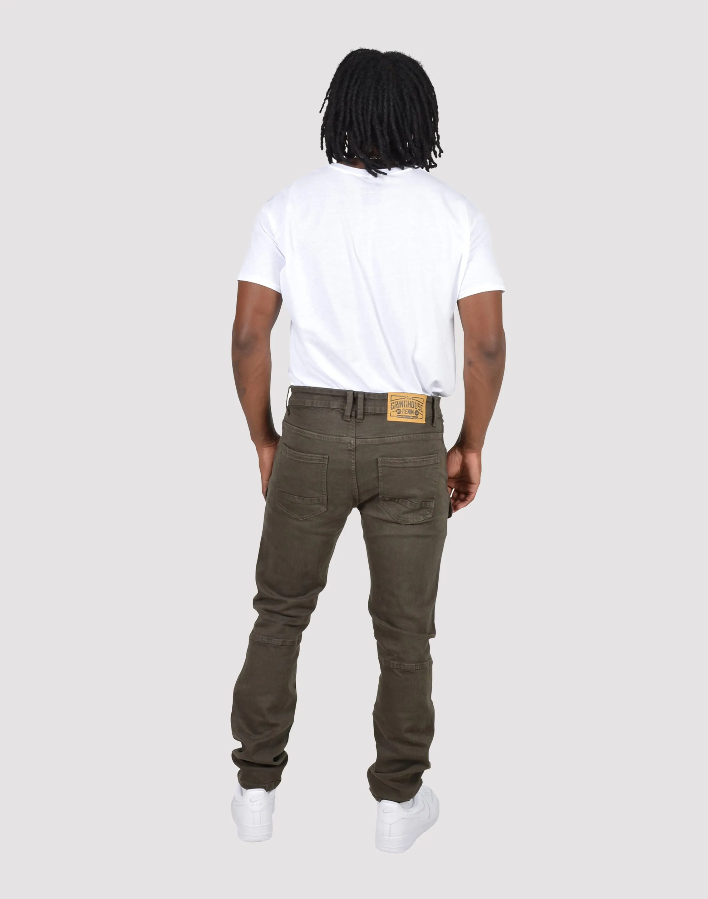 Grindhouse Twill Front Cargo Log Zip Olive Pants