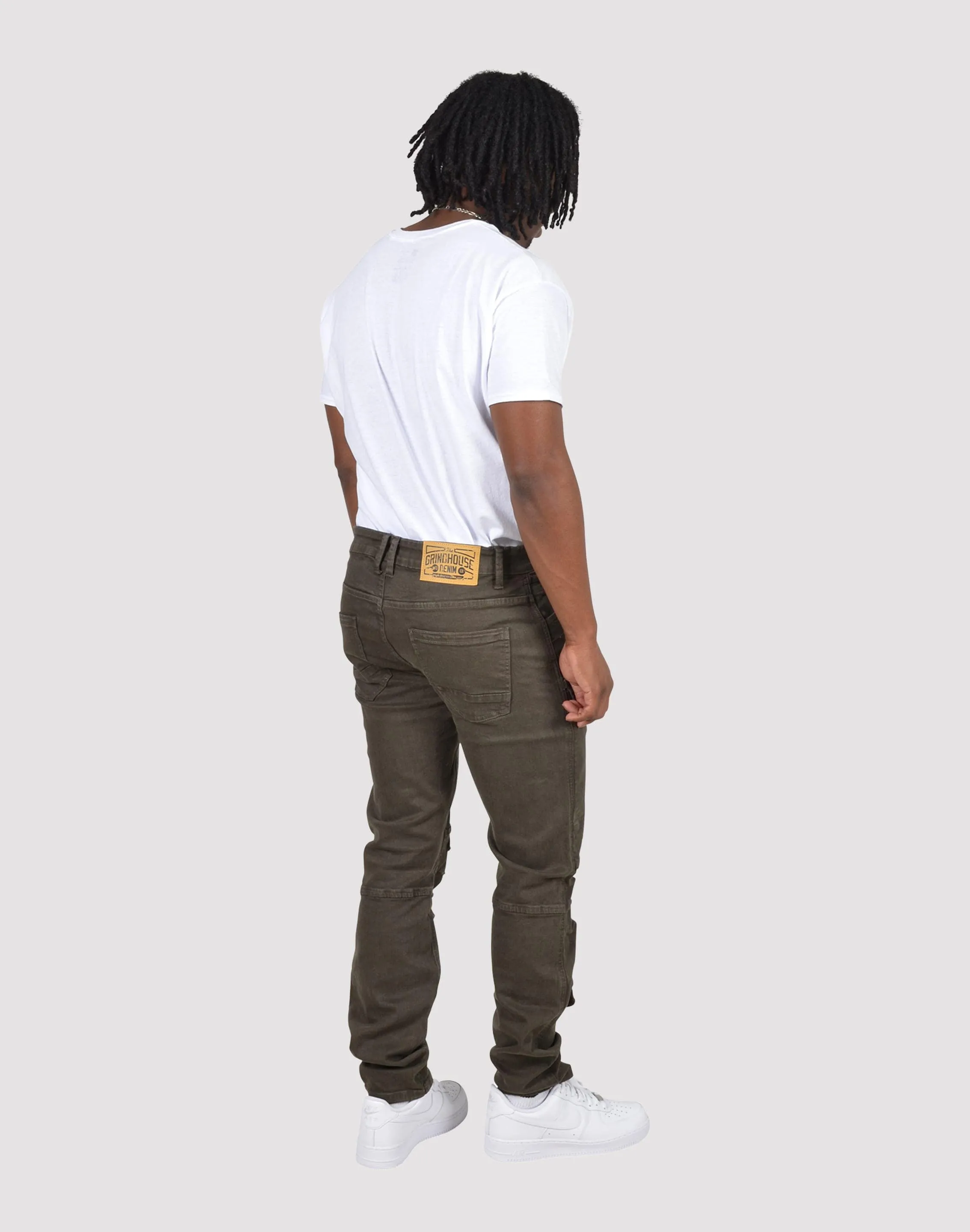Grindhouse Twill Front Cargo Log Zip Olive Pants