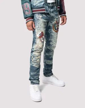 Grindhouse Varsity Slim Fit Alley Blue Jeans