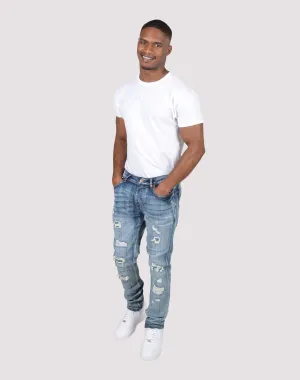 Grindhouse Vintage Rip N Repair Slim Fit Denim Jeans