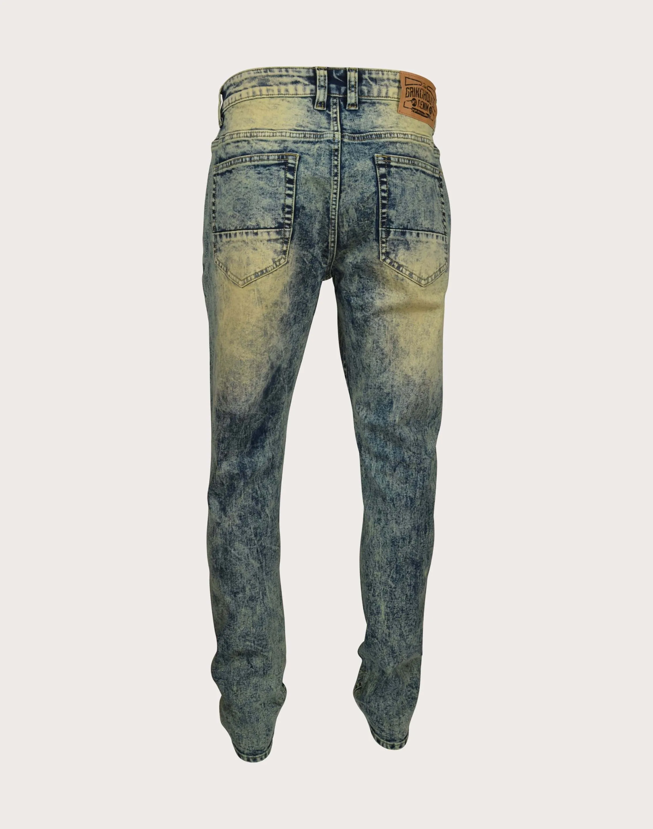 Grindhouse Vintage Wash With Rips Slim Fit Blue Jeans
