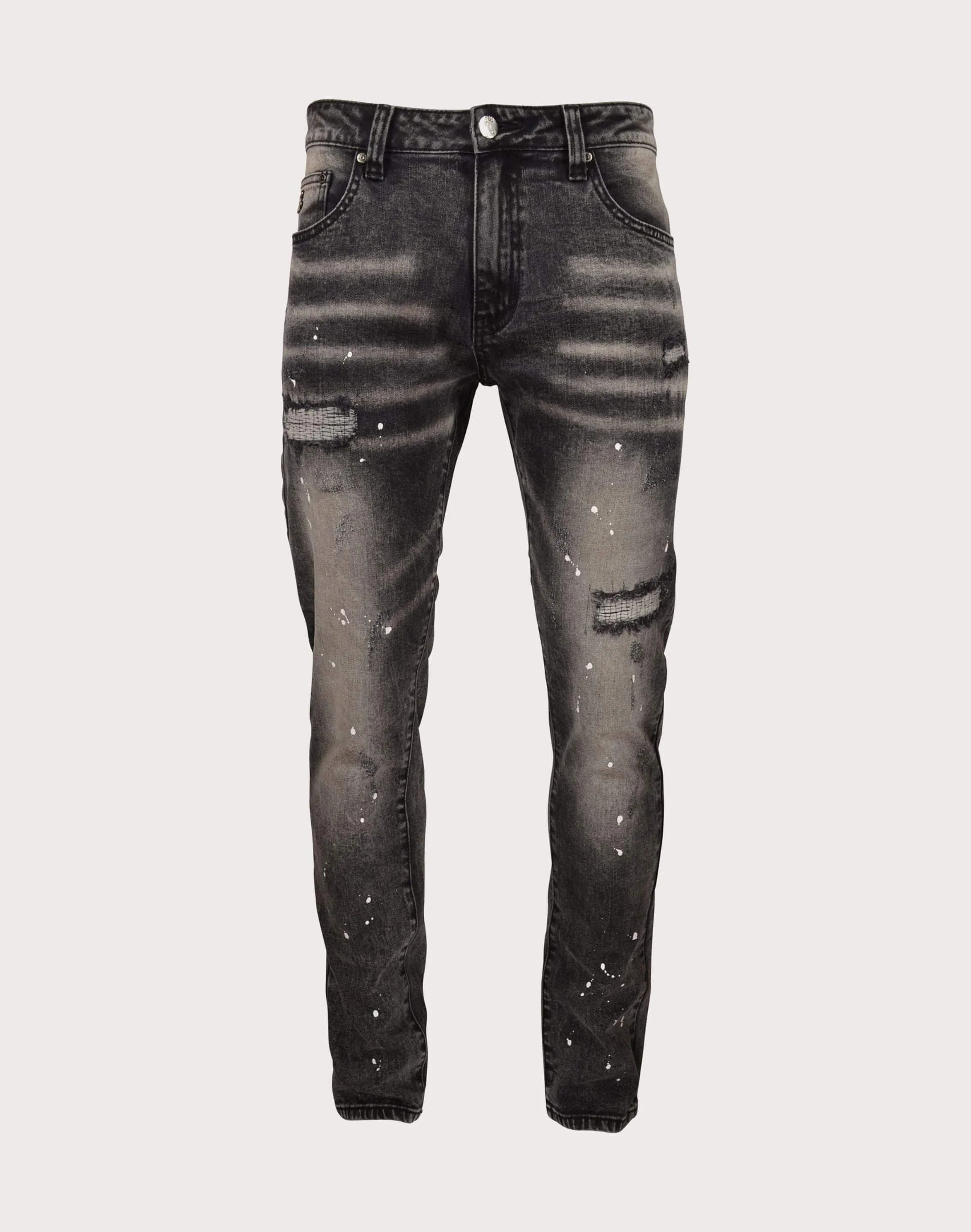 Grindhouse Washed With Mini Rips Slim Fit Denim Black Jeans