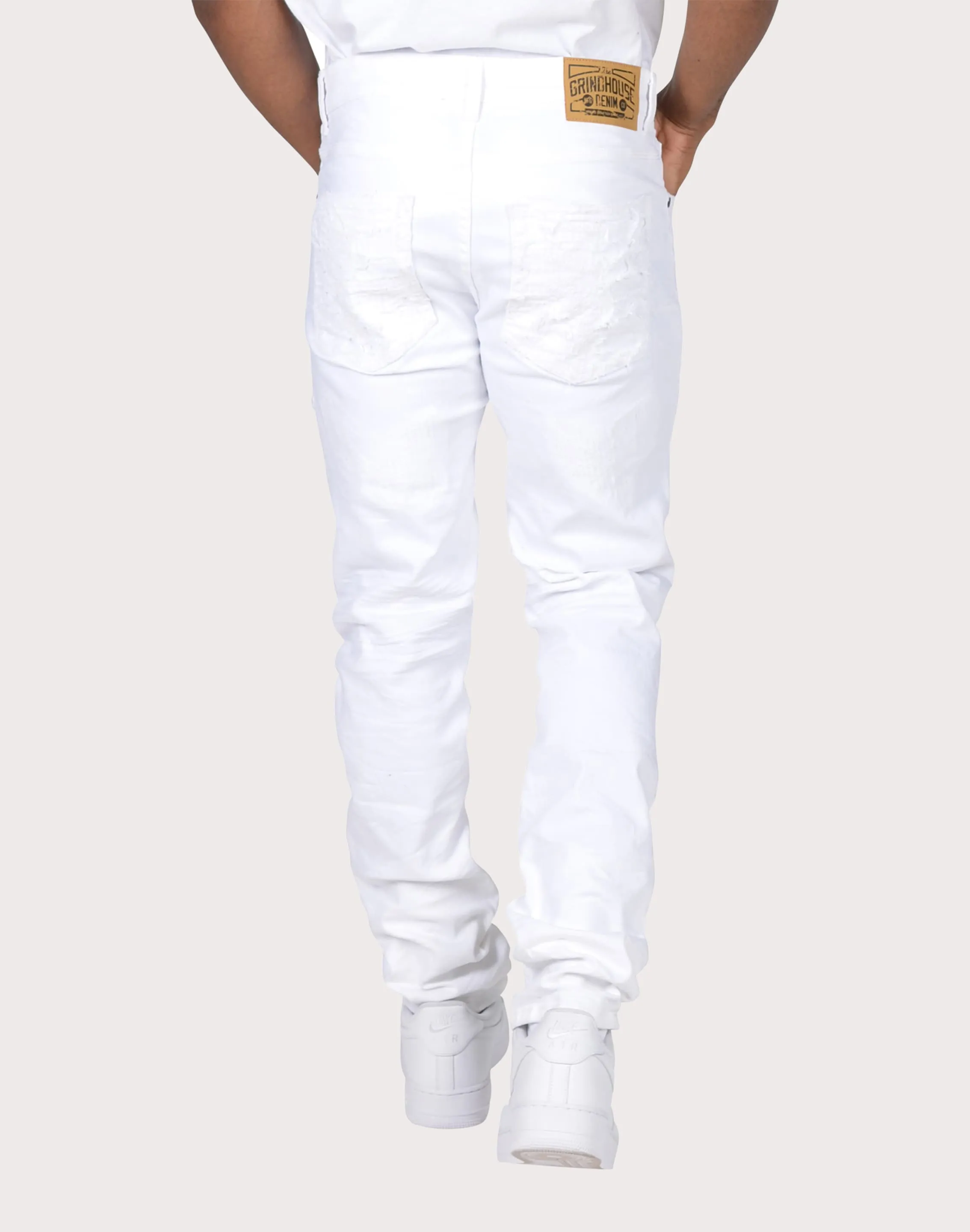 Grindhouse White with Textured Applique Jeans