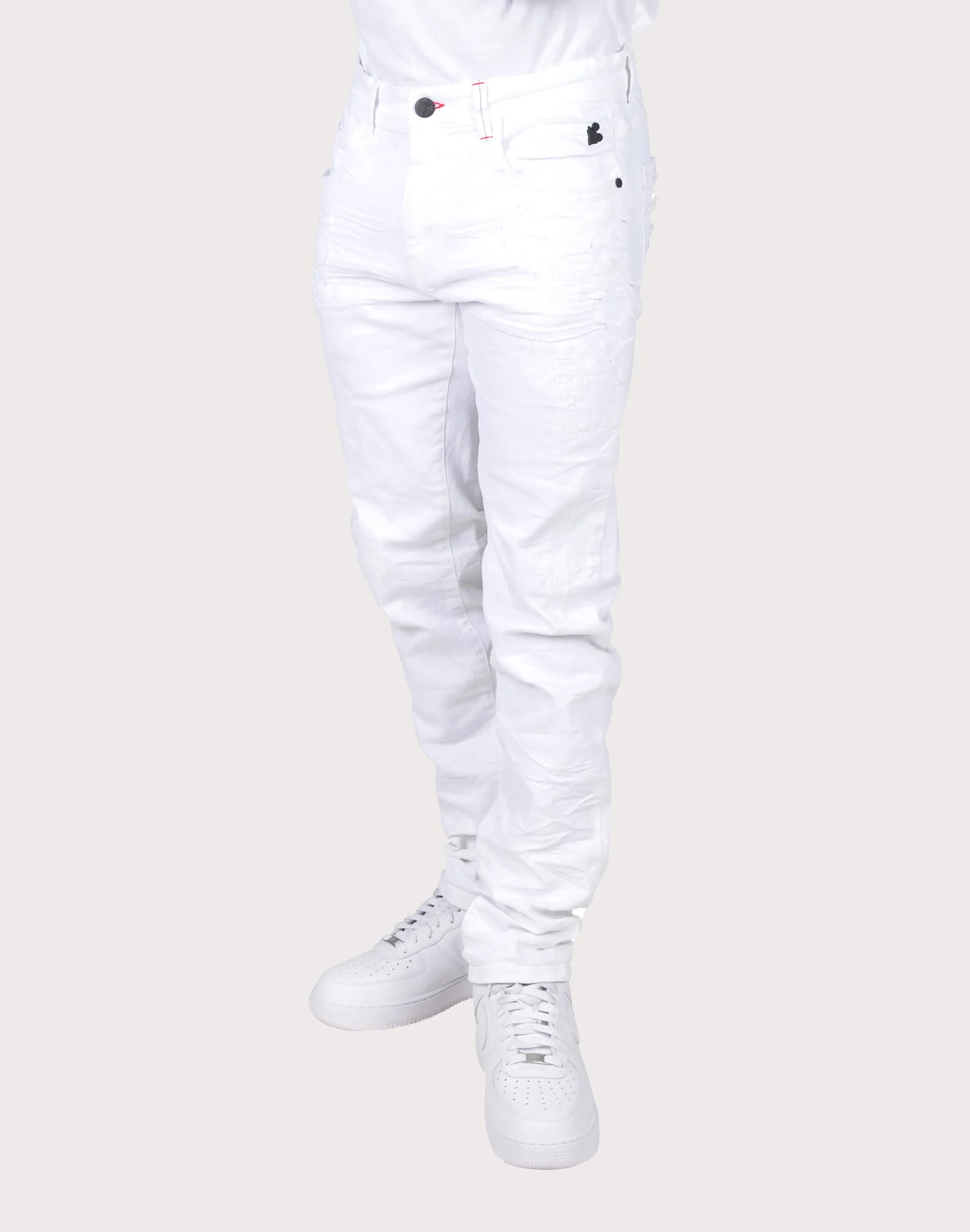 Grindhouse White with Textured Applique Jeans