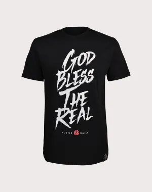 HASTAMUERTE LLC Hasta Muerte God Bless The Real Men's Black Tee