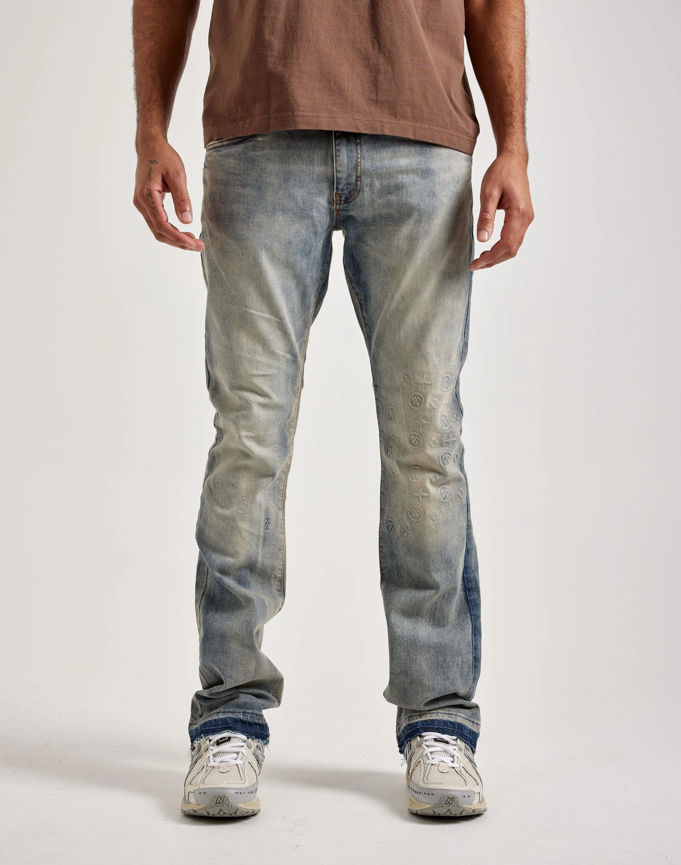 Jordan Craig Embossed Stacked Flare Denim Jeans