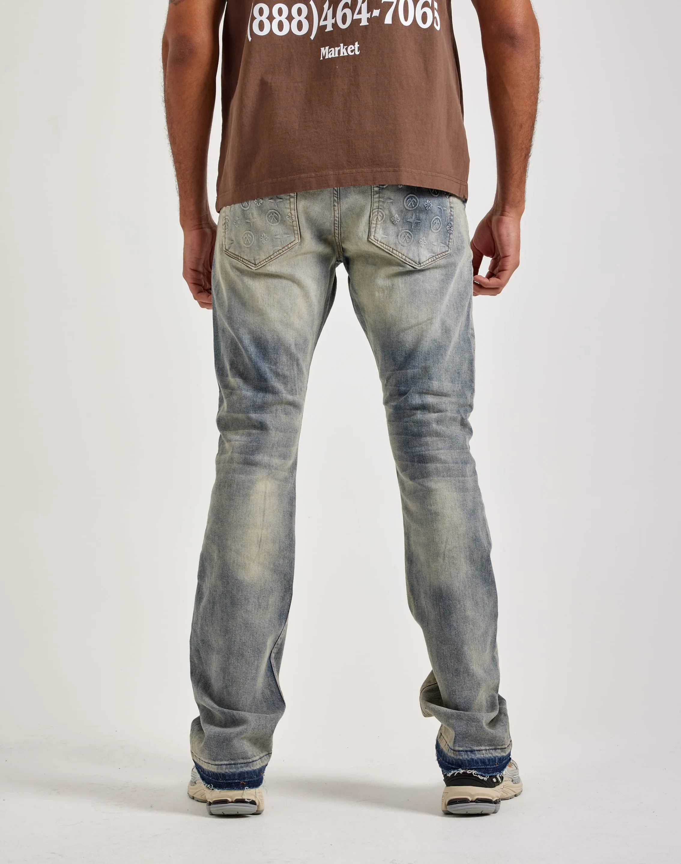 Jordan Craig Embossed Stacked Flare Denim Jeans