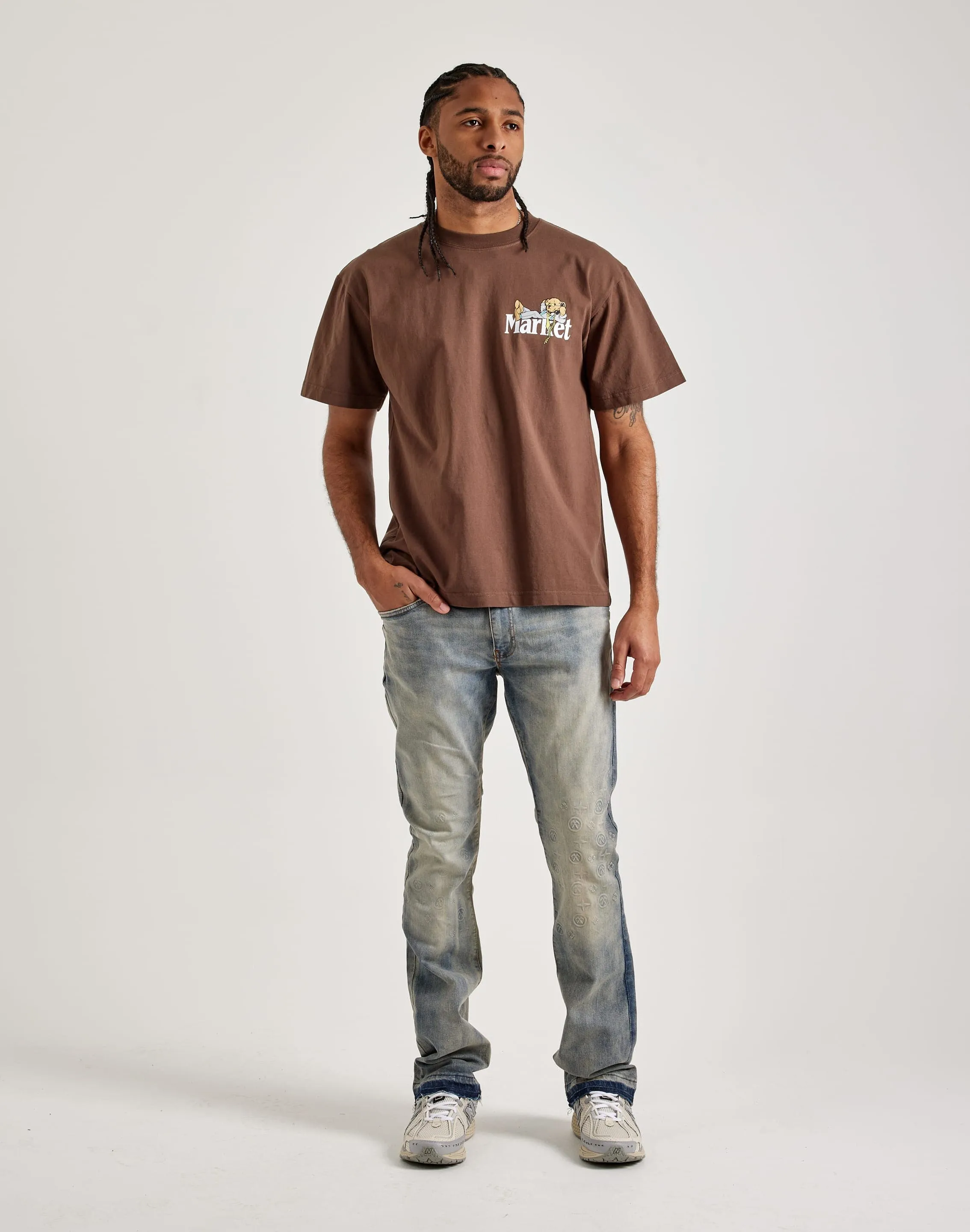 Jordan Craig Embossed Stacked Flare Denim Jeans