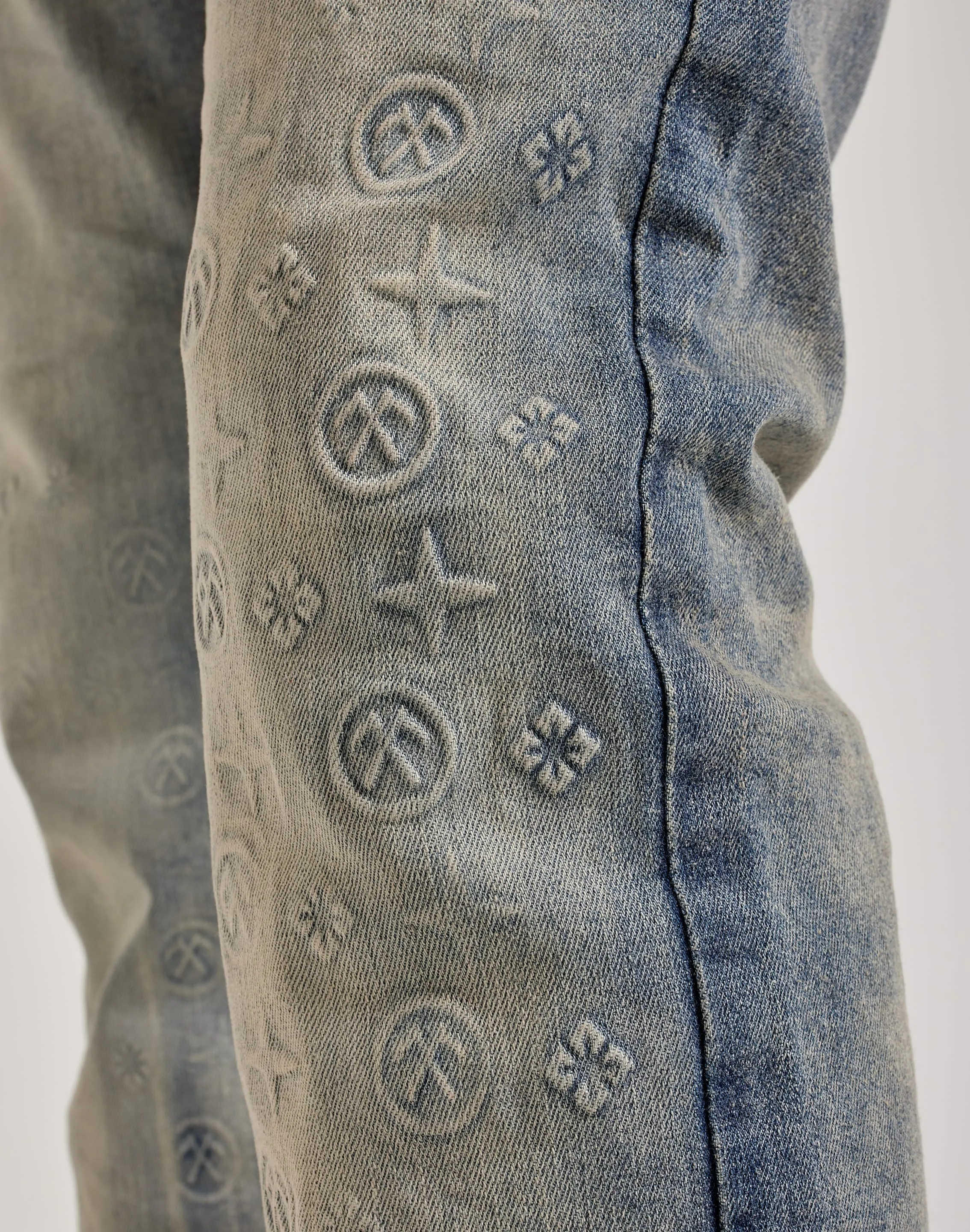 Jordan Craig Embossed Stacked Flare Denim Jeans