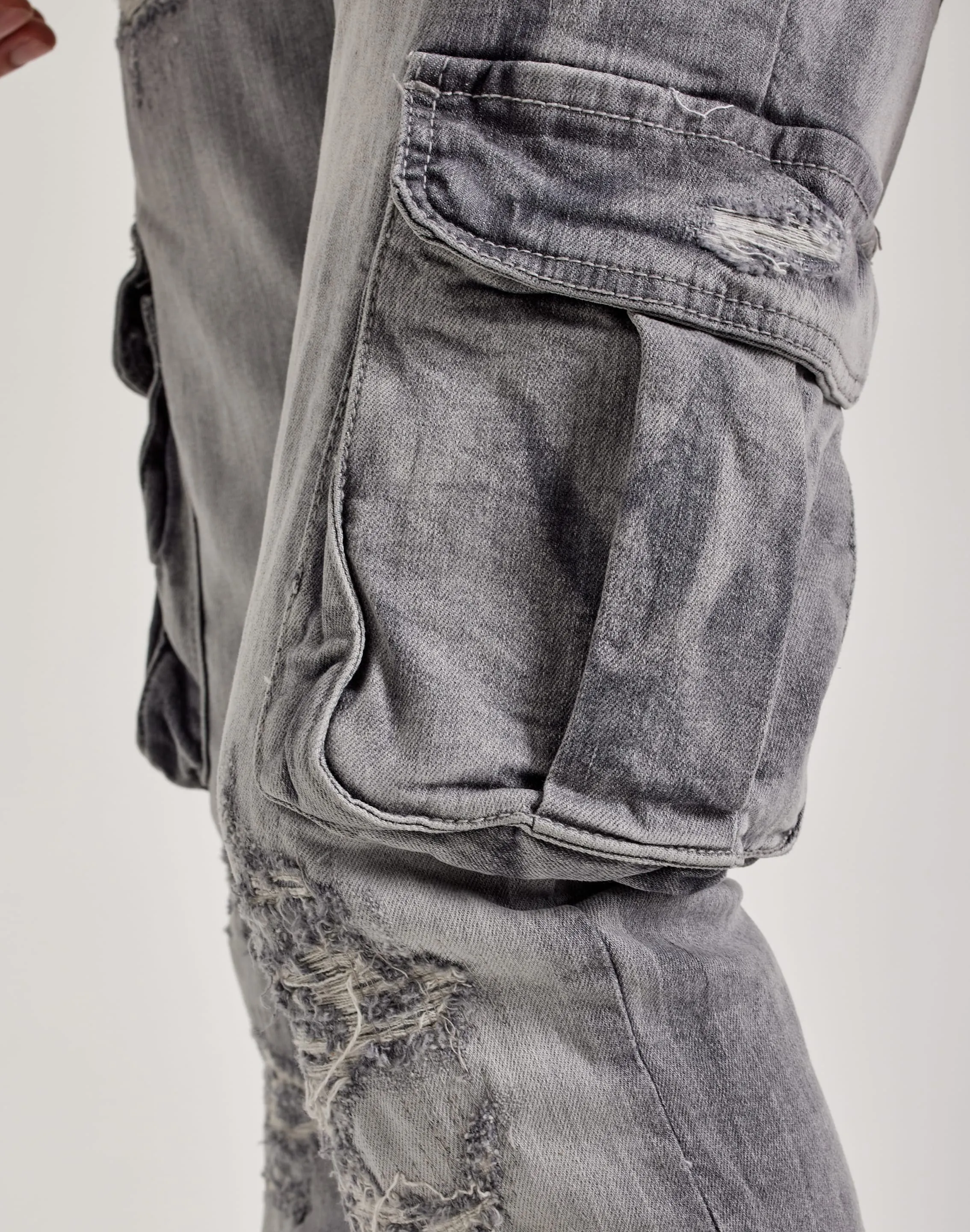 Jordan Craig Stacked Flare Cargo Denim Jeans