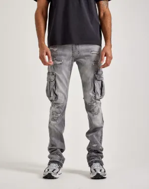 Jordan Craig Stacked Flare Cargo Denim Jeans