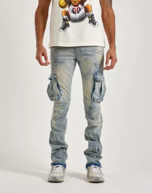 Jordan Craig Stacked Flare Cargo Denim Jeans