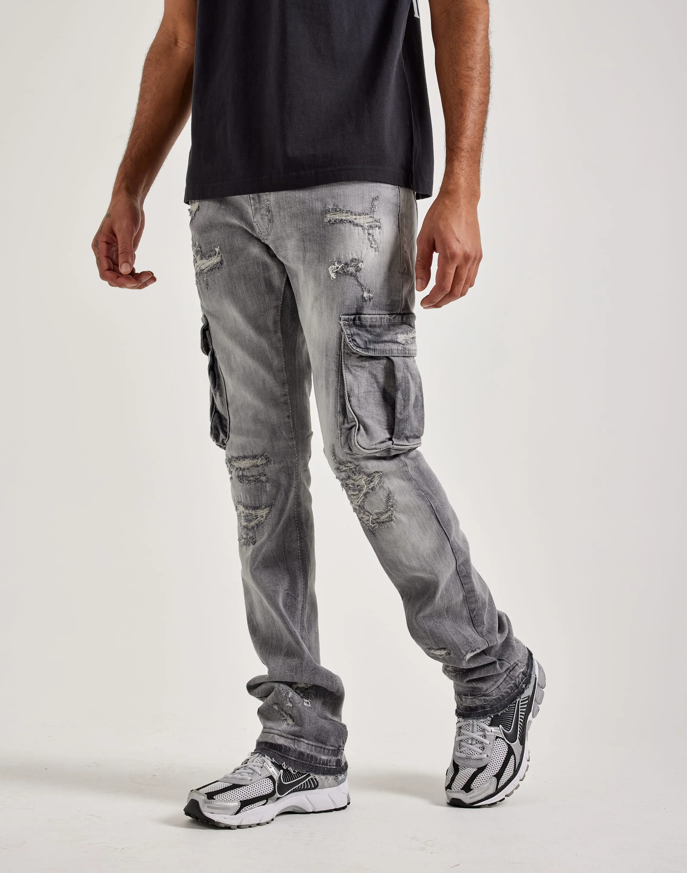 Jordan Craig Stacked Flare Cargo Denim Jeans