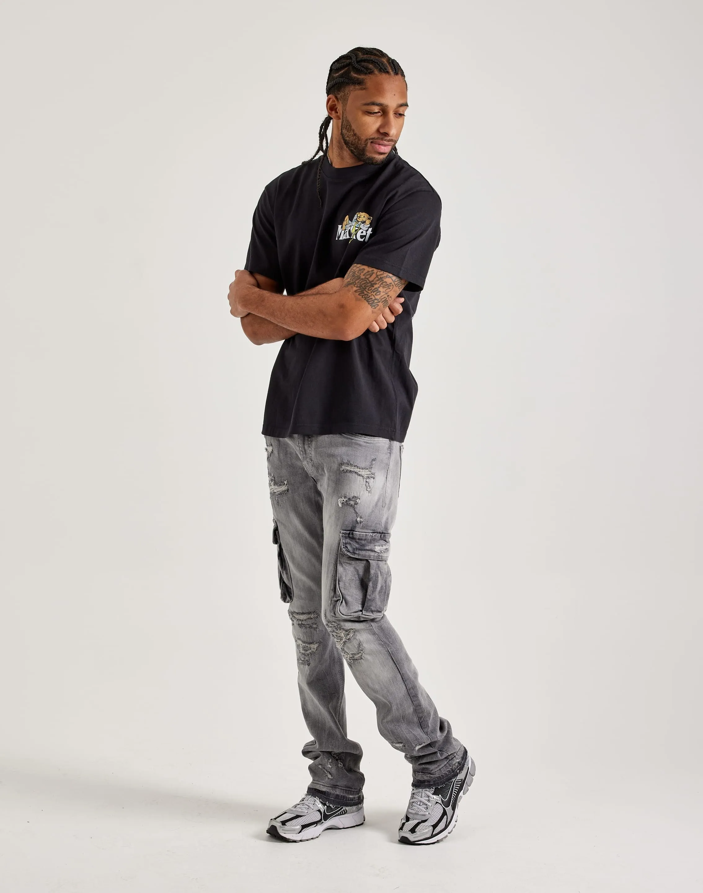Jordan Craig Stacked Flare Cargo Denim Jeans