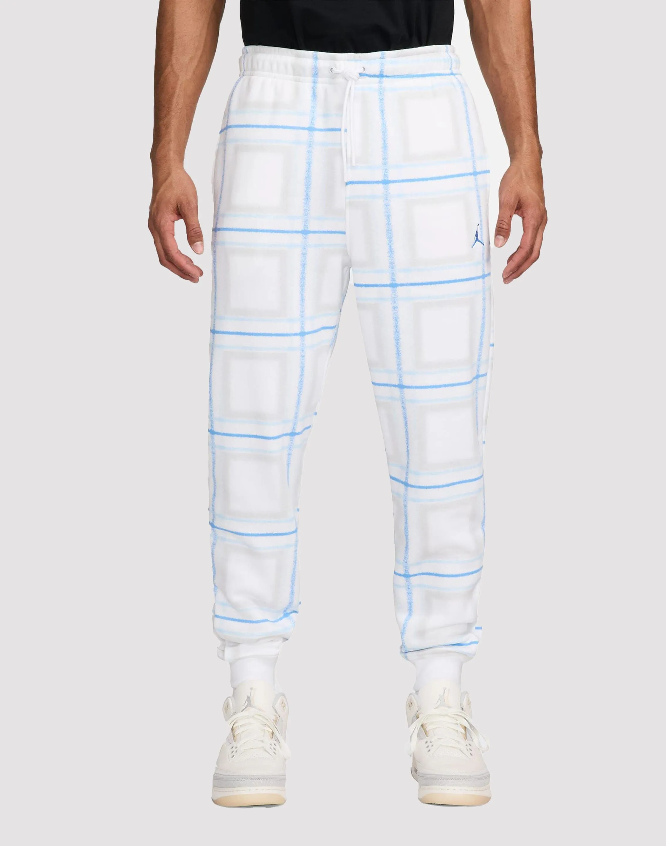 Jordan Essentials Fleece Holiday White Plaid Pants