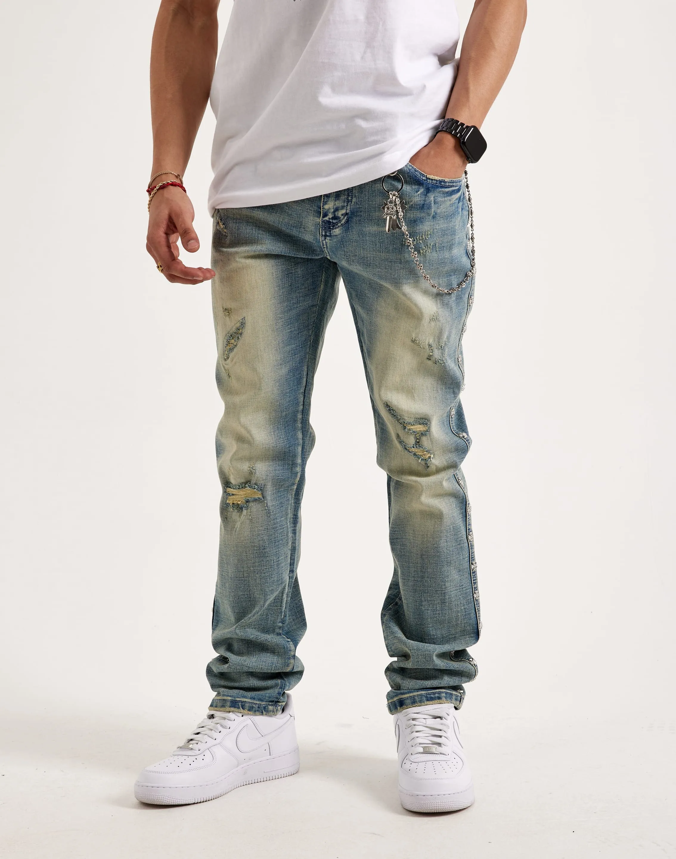Kilogram Chain Rivet Jeans
