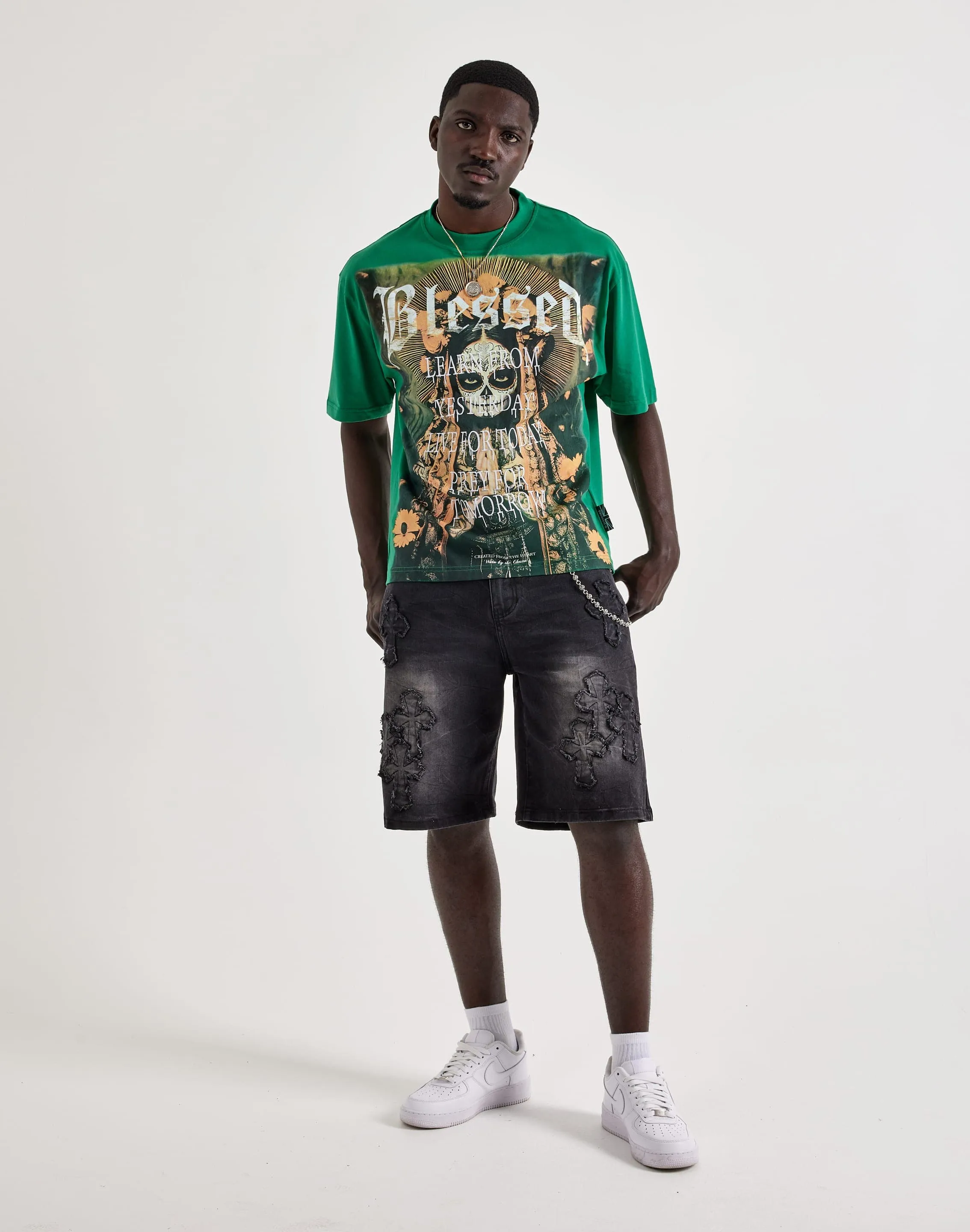 Kilogram Cross Chain Denim Shorts