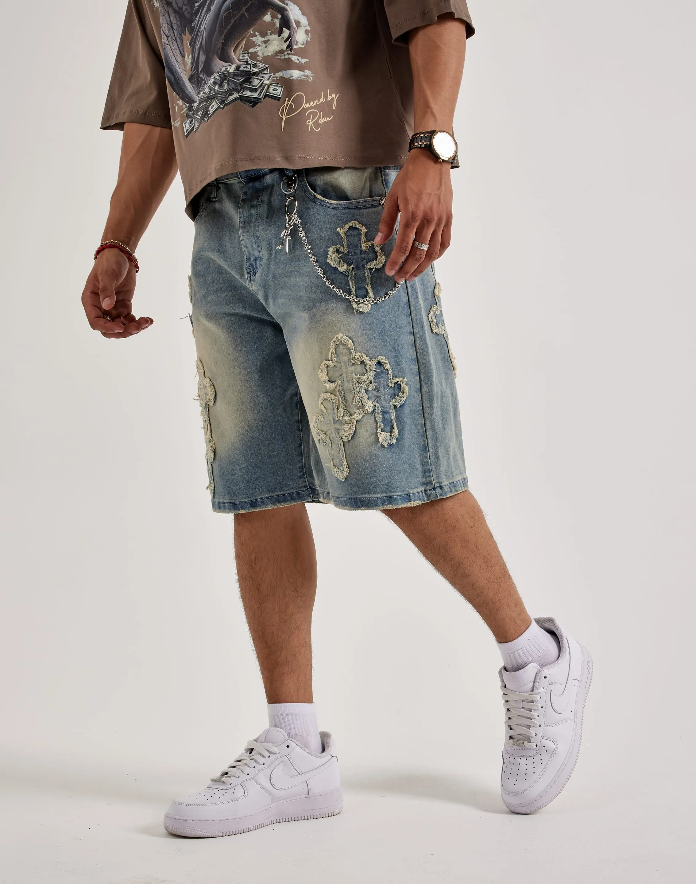 Kilogram Cross Chain Denim Shorts