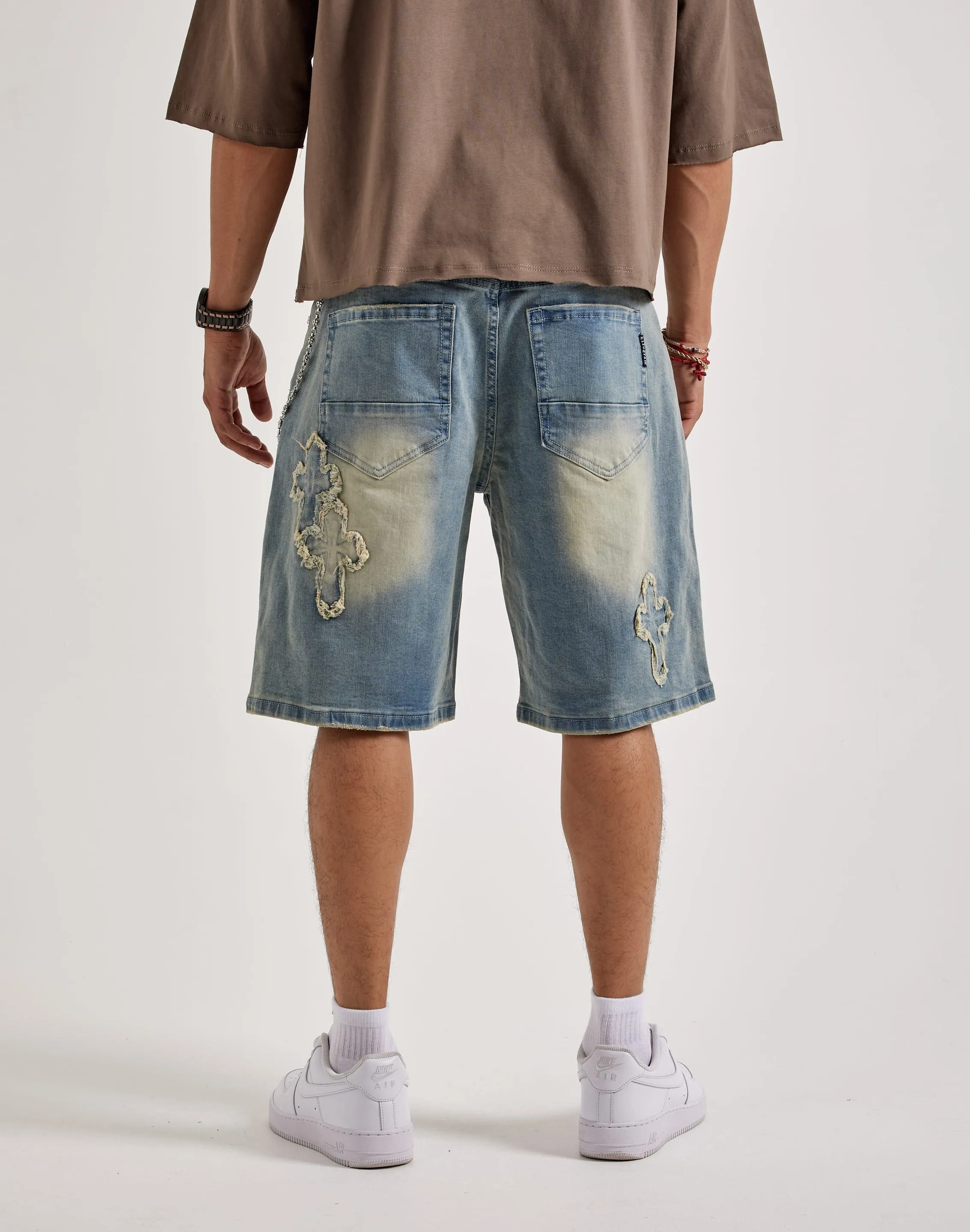 Kilogram Cross Chain Denim Shorts