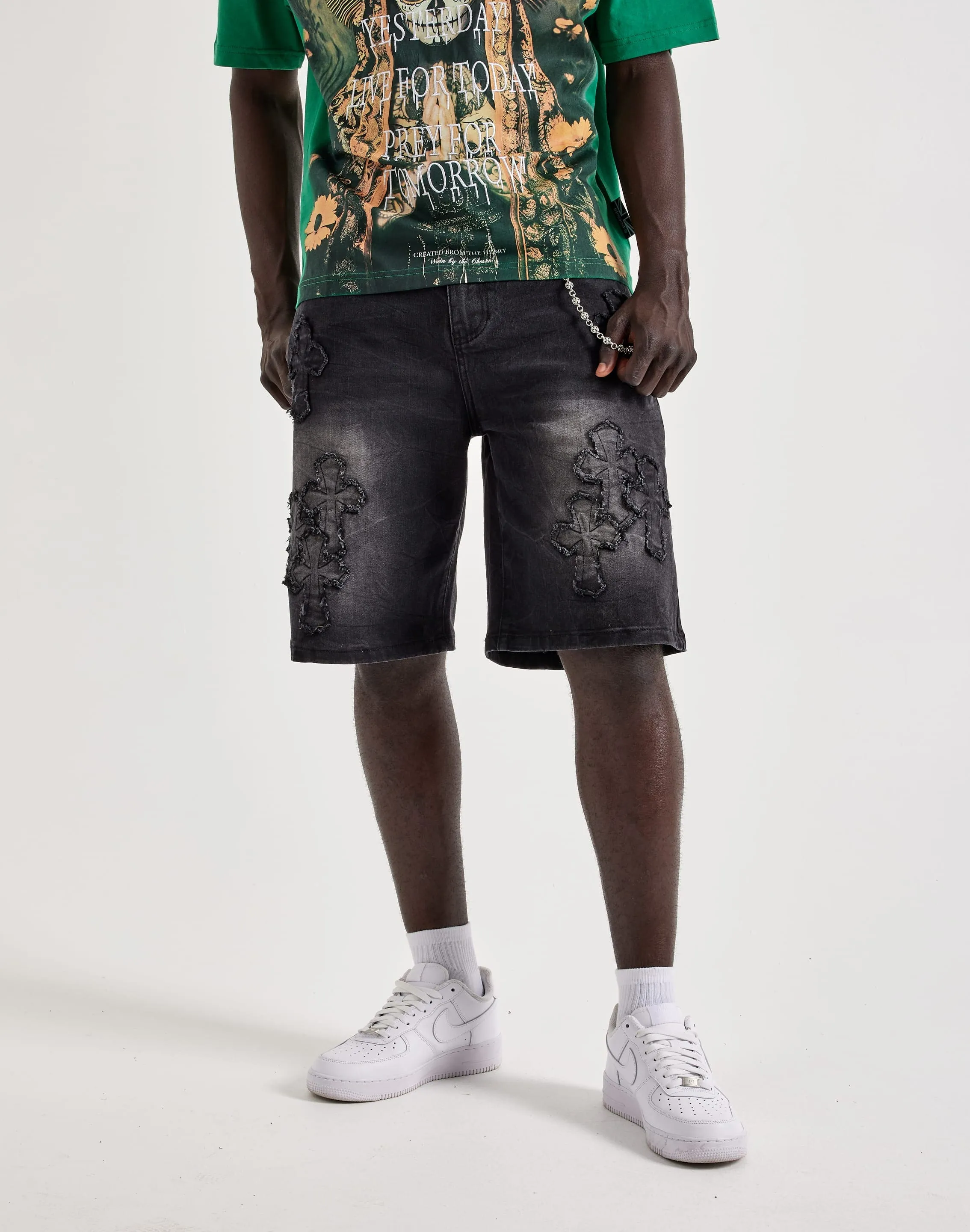 Kilogram Cross Chain Denim Shorts