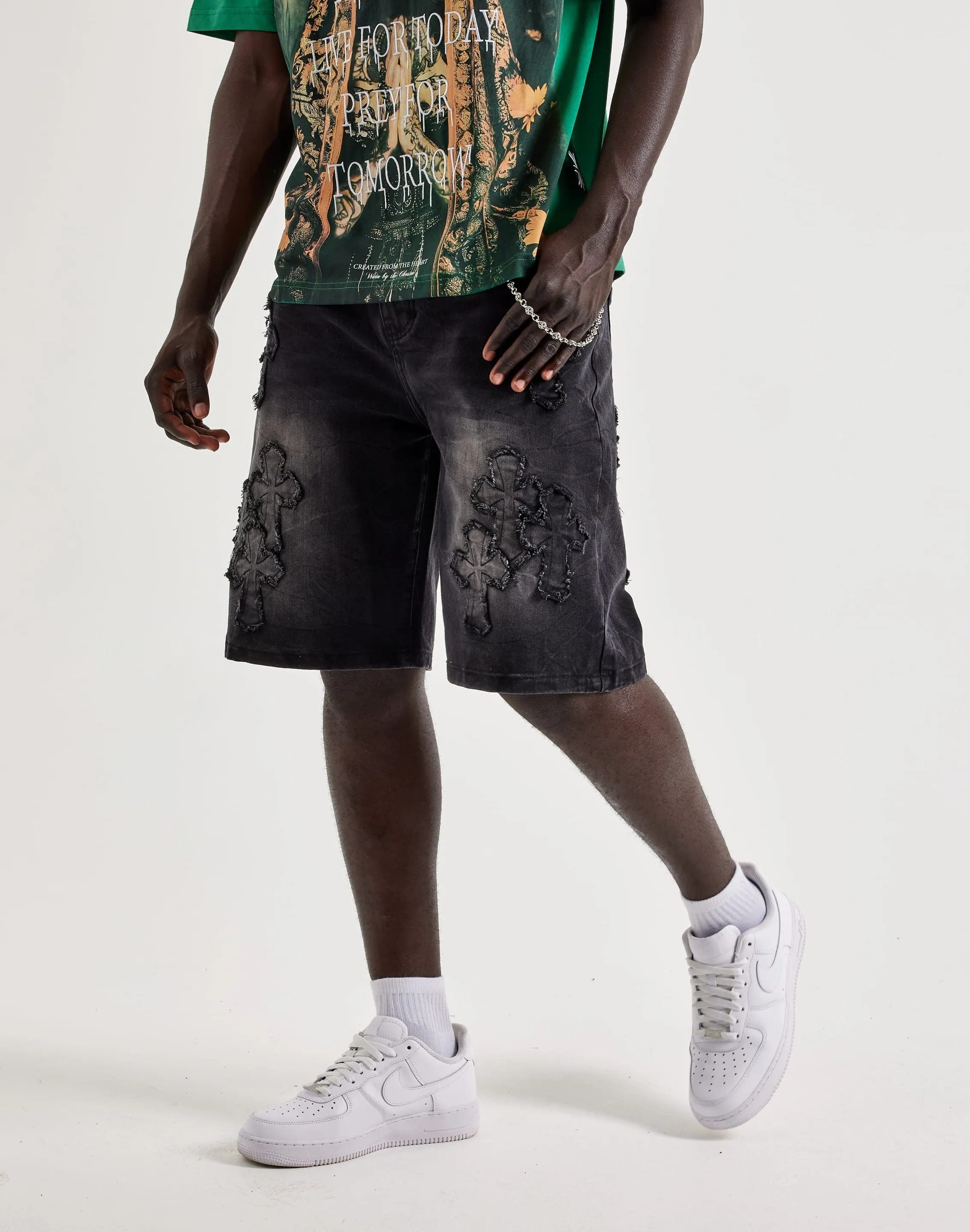 Kilogram Cross Chain Denim Shorts