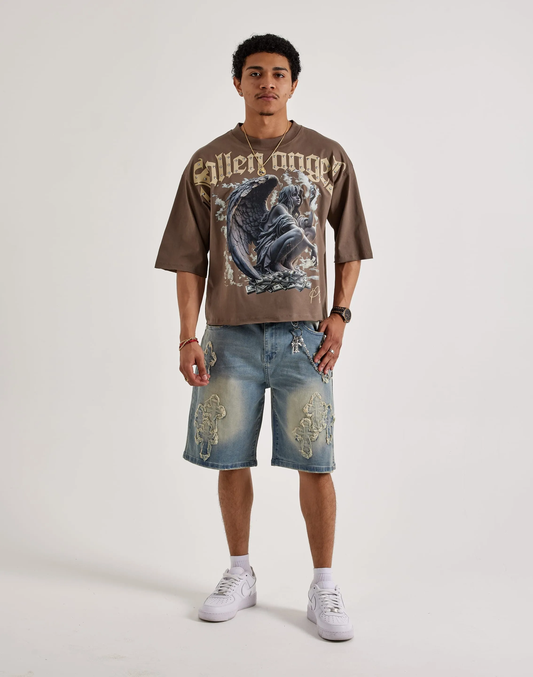 Kilogram Cross Chain Denim Shorts
