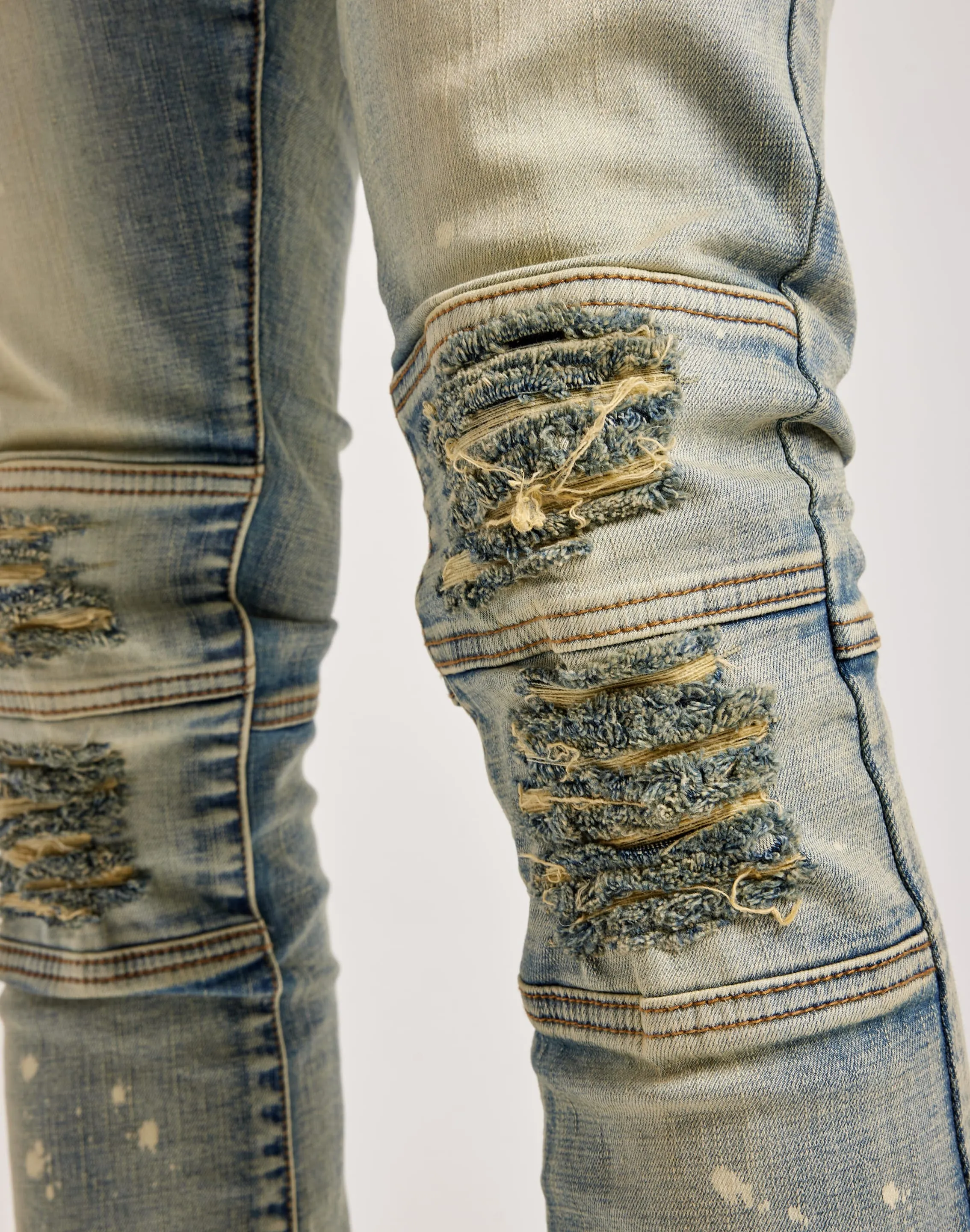 Kilogram Heavy Ripped Stacked Denim Jeans