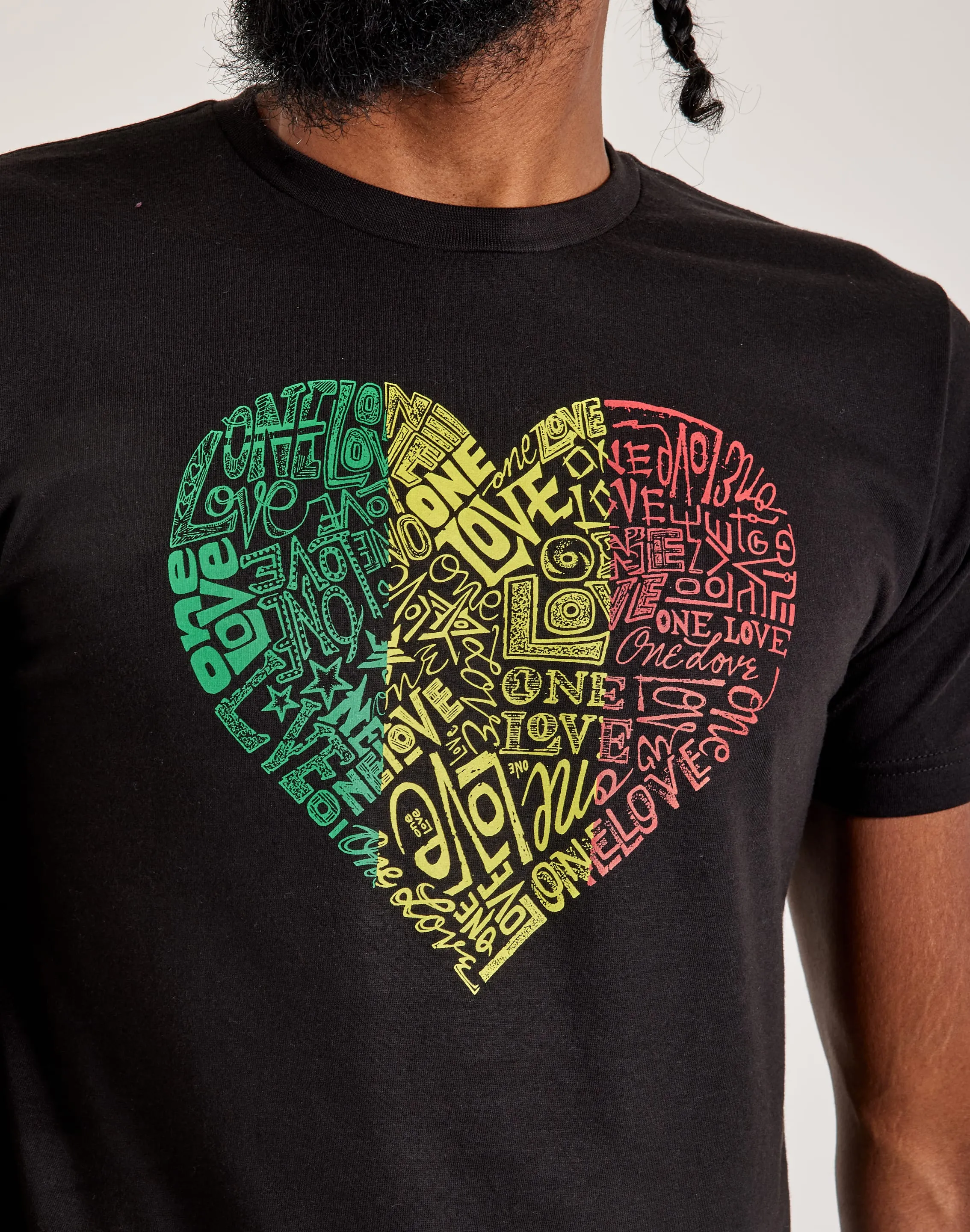 LA Pop Art Word Art One Love Heart Tee