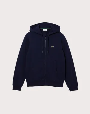 Lacoste Solid Fleece Hooded Navy Jacket