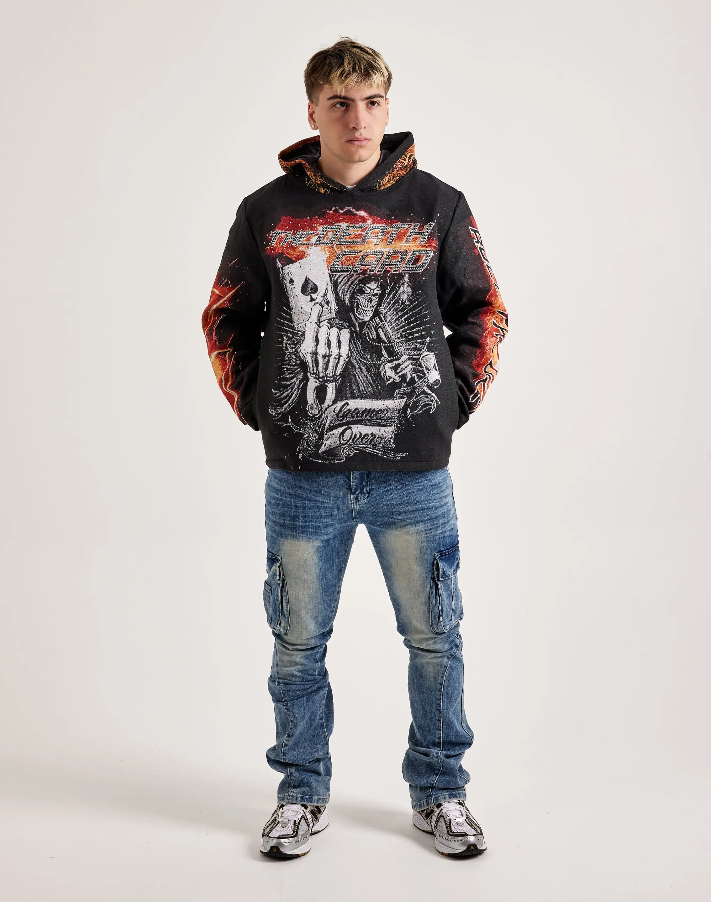 Majestik Death Card Rhinestone Tapestry Hoodie