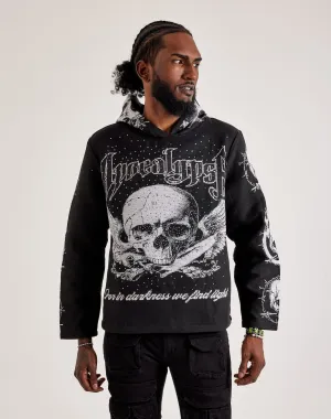 Majestik Embrace The Shadows Rhinestone Tapestry Hoodie