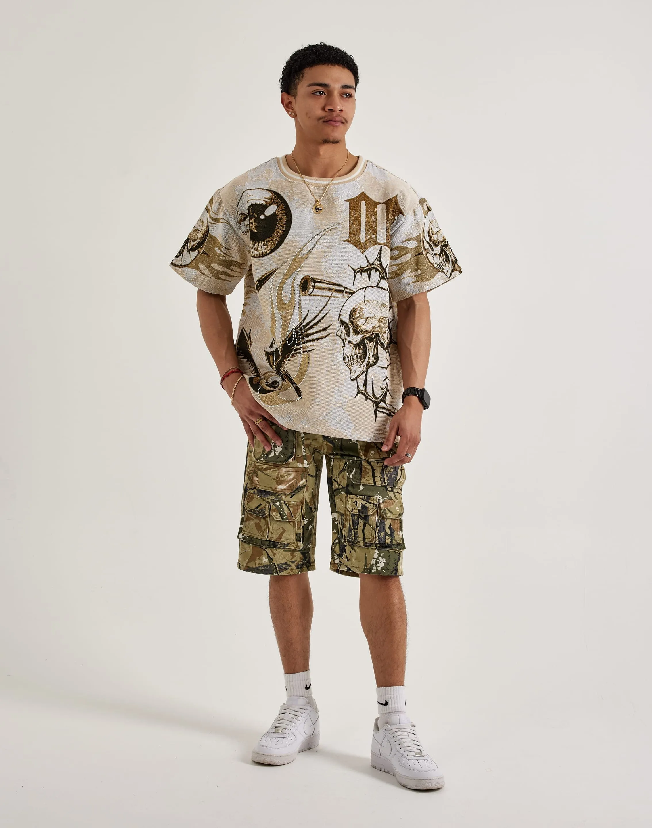 Majestik Flame Skull Tapestry Tee