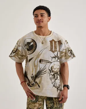 Majestik Flame Skull Tapestry Tee