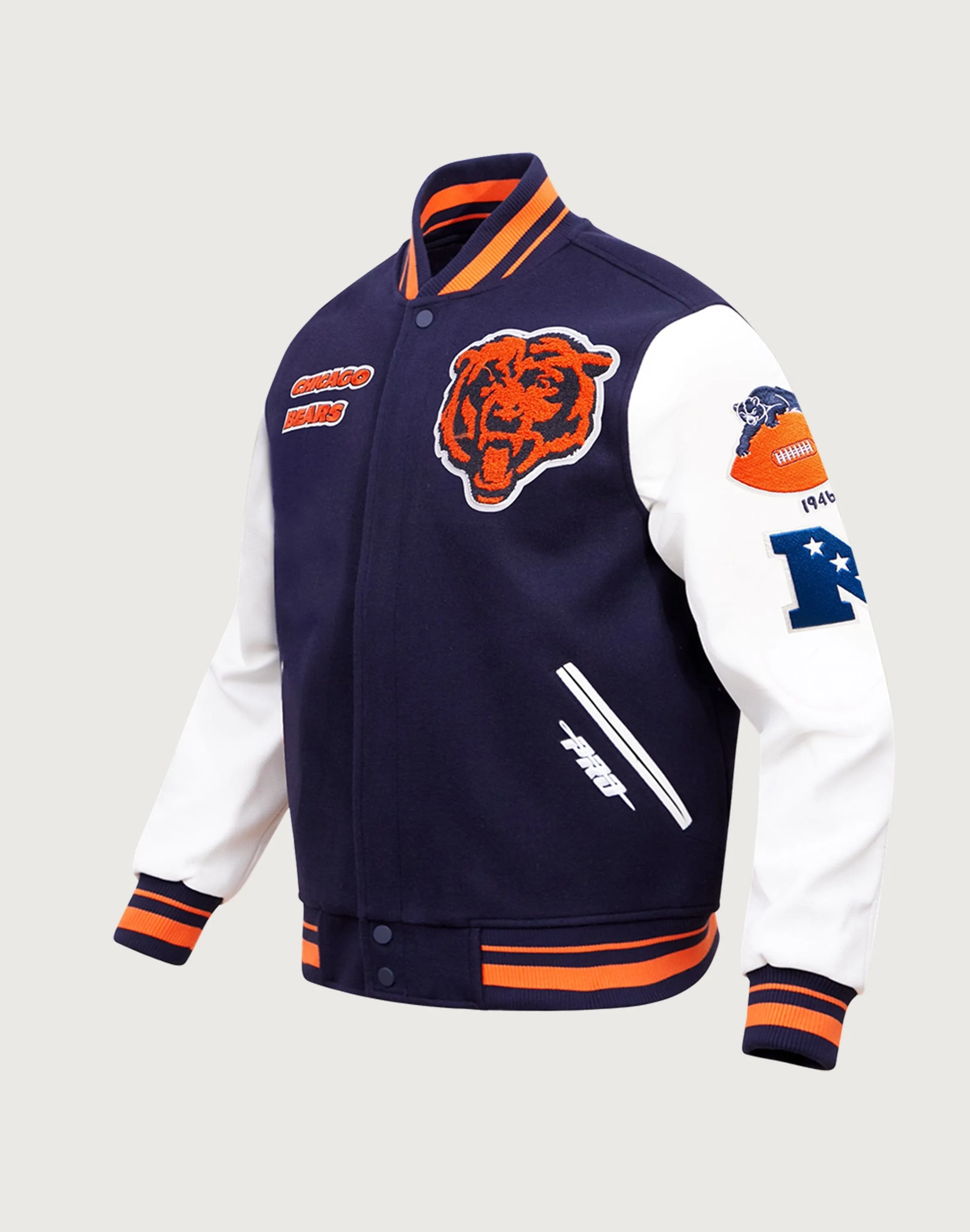 Pro Standard Chicago Bears Retro Classic Rib Wool Varsity Jacket