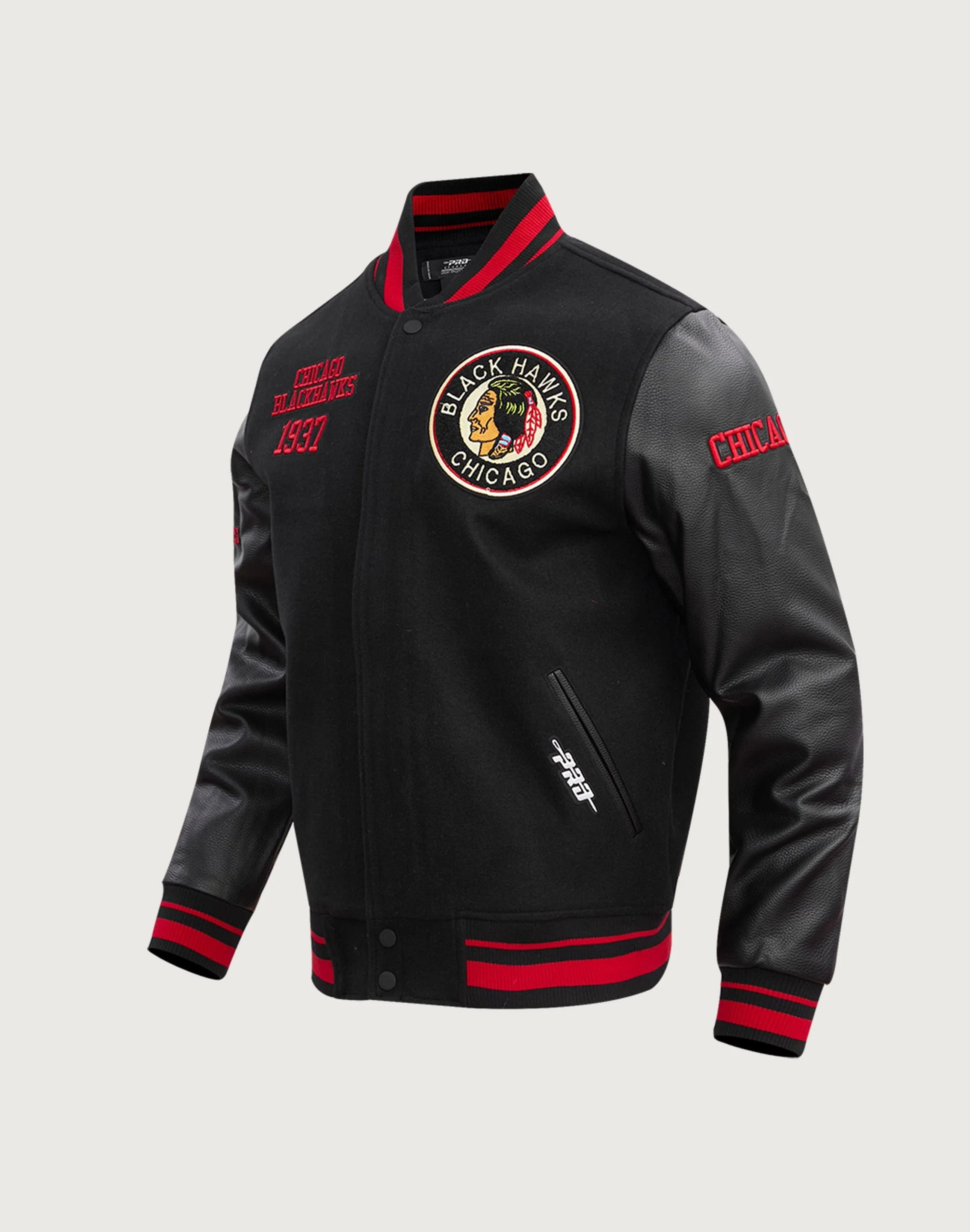 Pro Standard Chicago Blackhawks Retro Classic Rib Wool Varsity Jacket