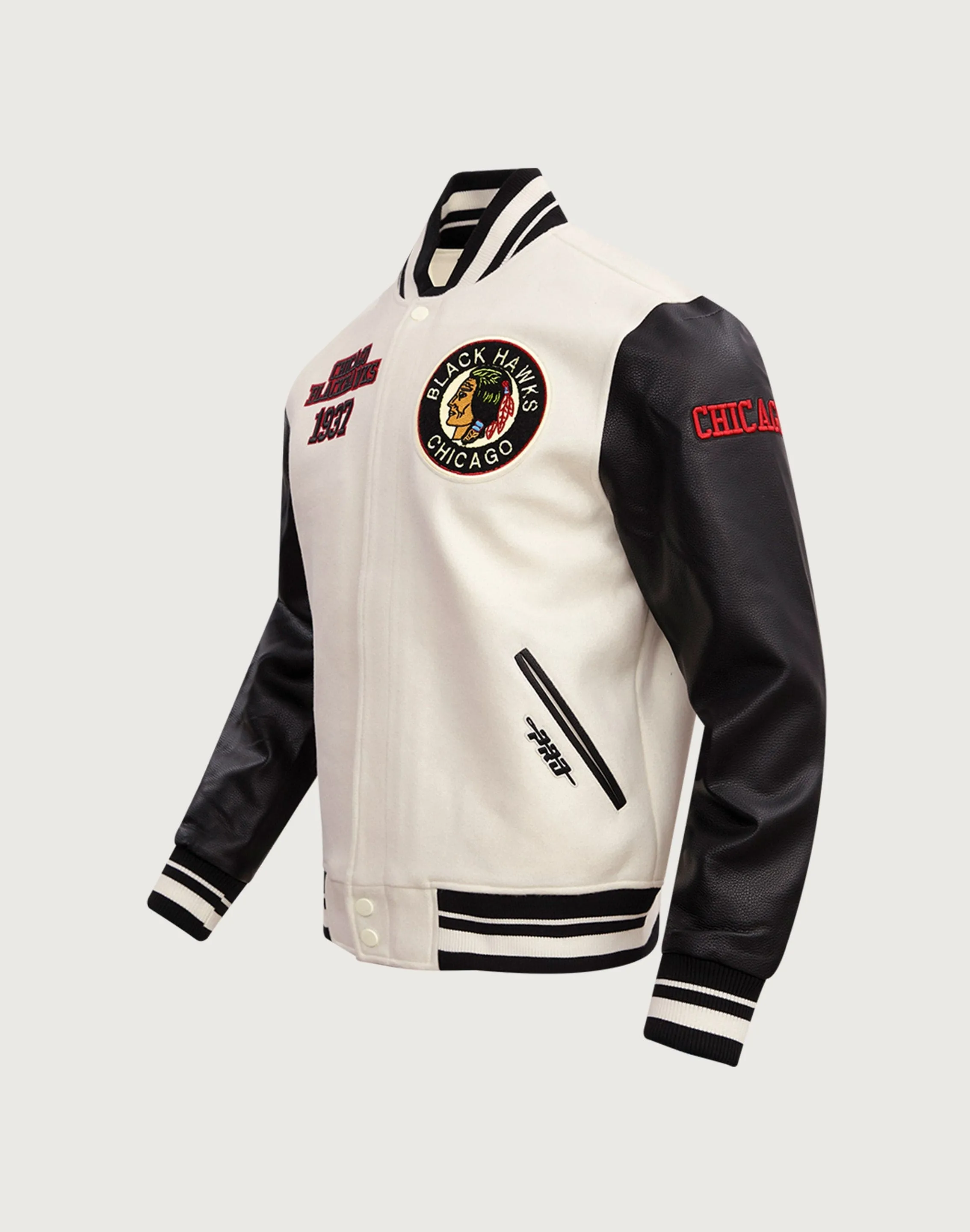 Pro Standard Chicago Blackhawks Retro Classic Rib Wool Varsity Jacket