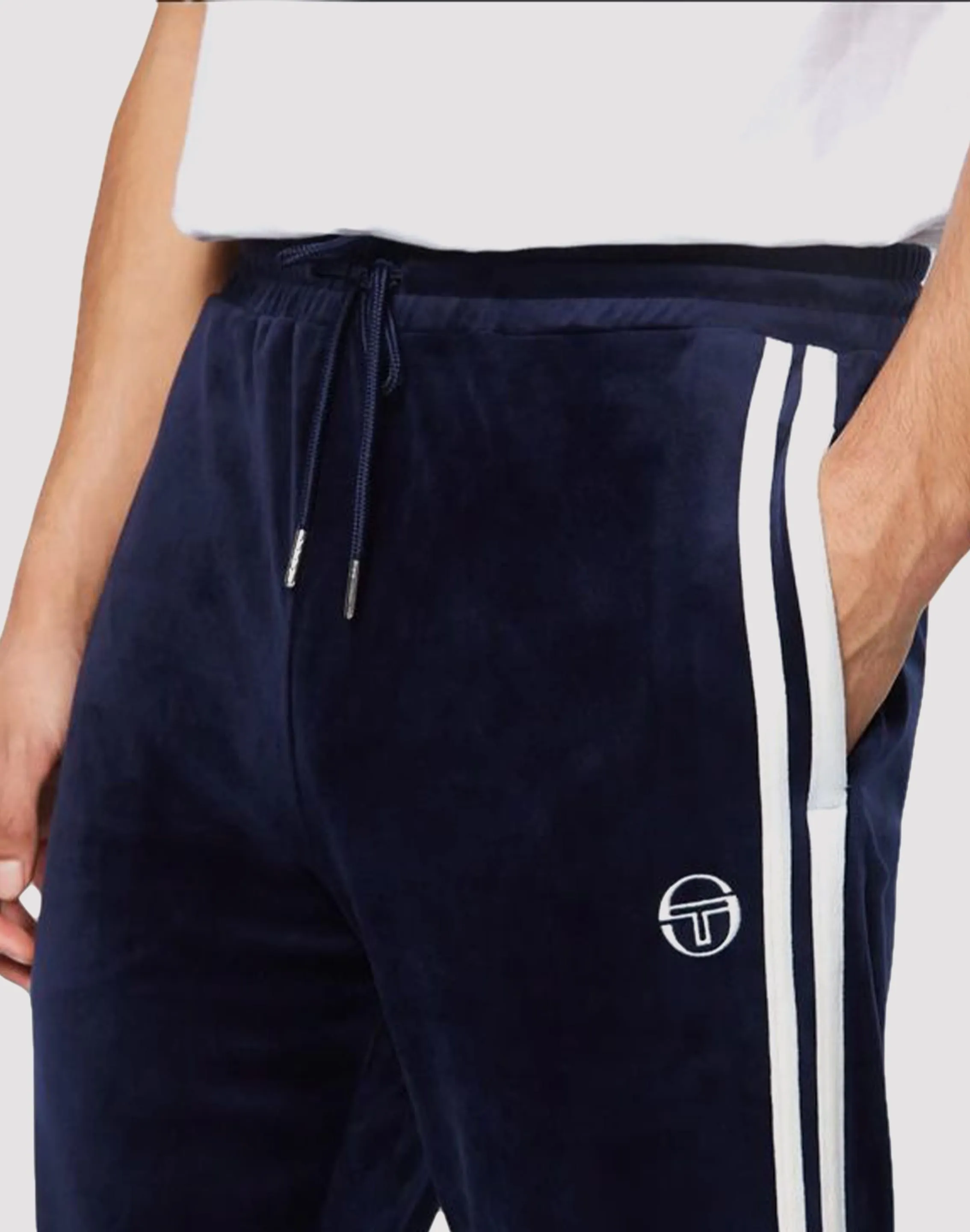 Sergio Tacchini Operations Inc Sergio Tacchini Debossed Damarindo Velour Black Track Pants