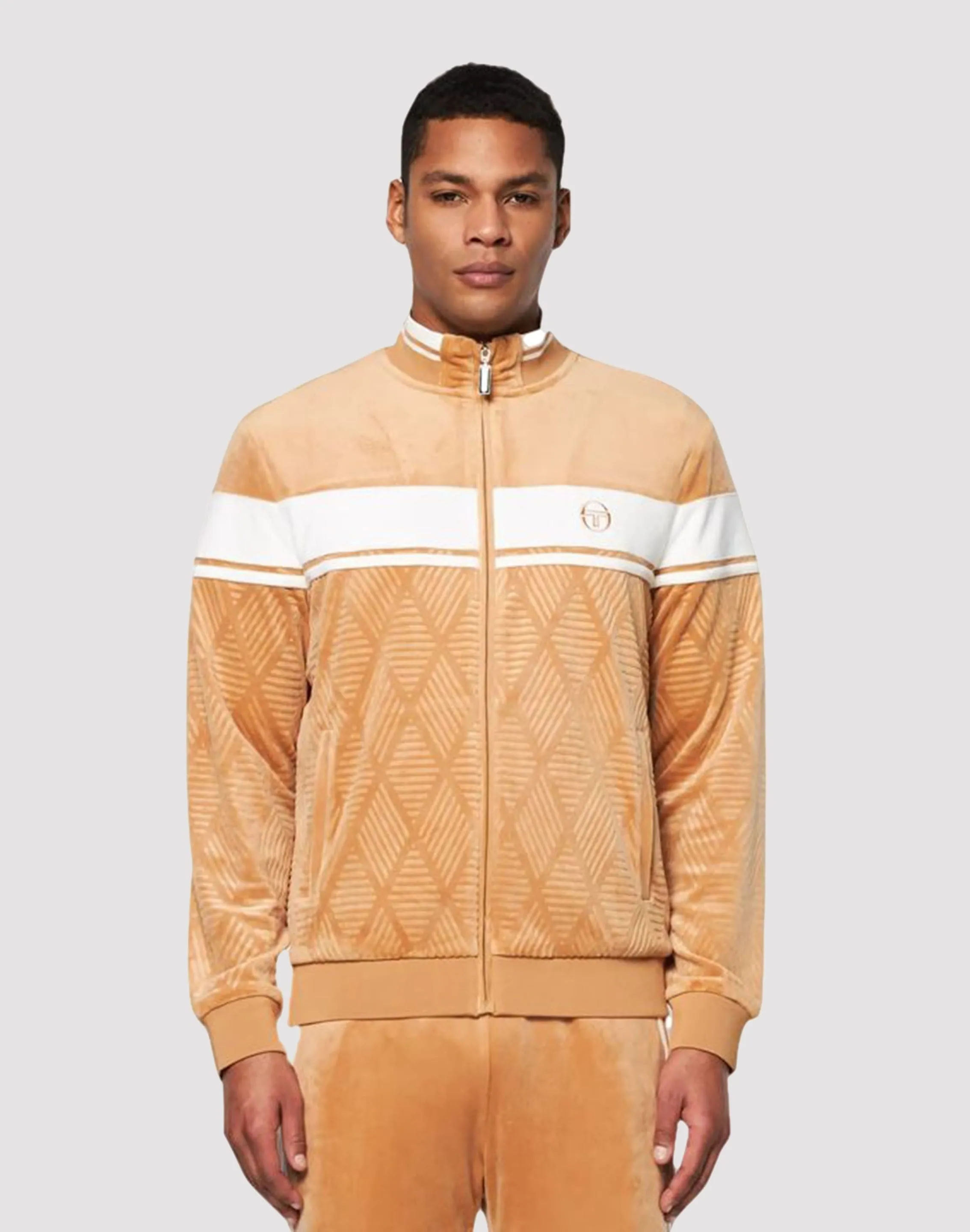 Sergio Tacchini Operations Inc Sergio Tacchini Debossed Damarindo Velour Track Jacket