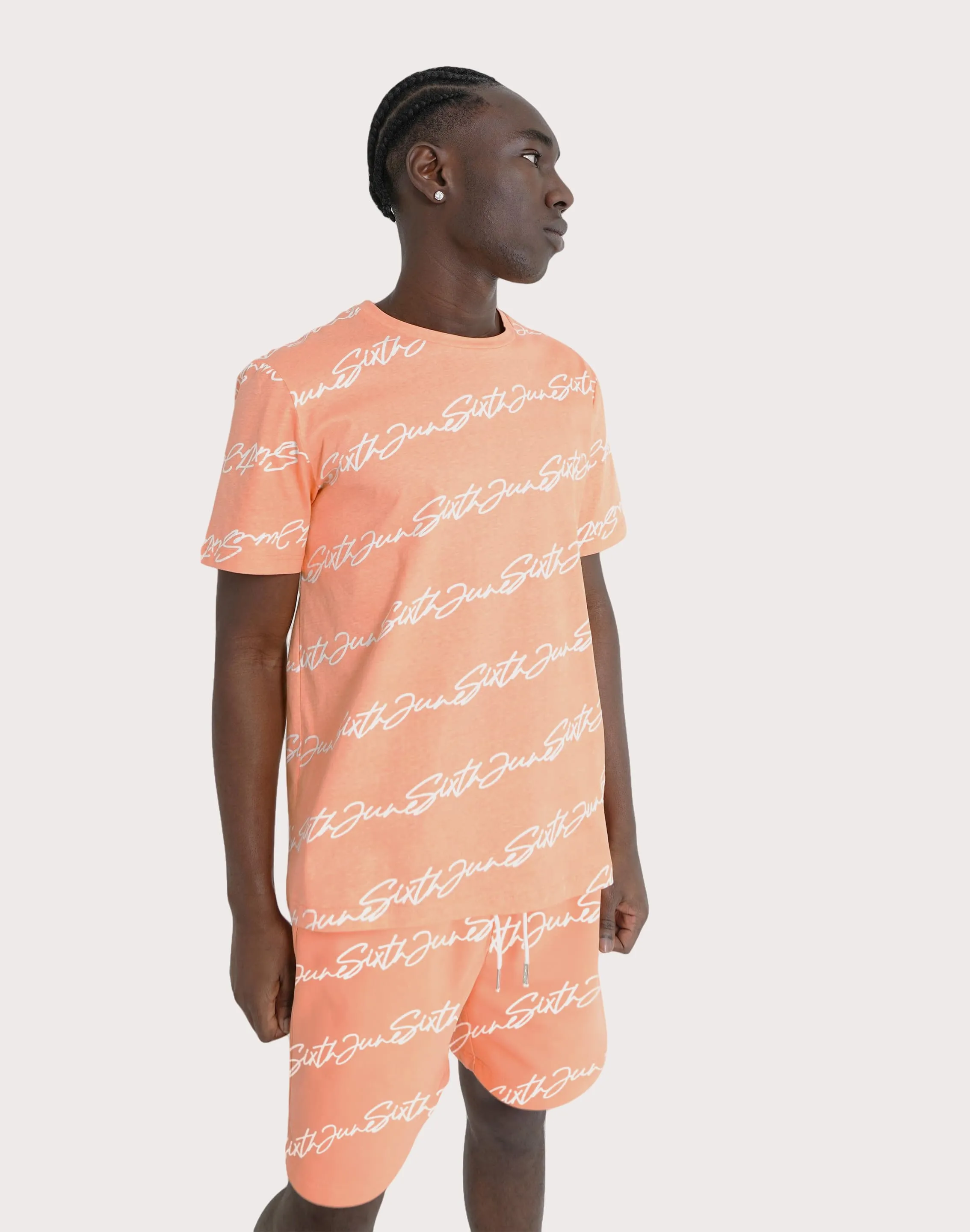 SJP DISTRIBUTION COMPANY Sixth June All-Over-Print Script Tee