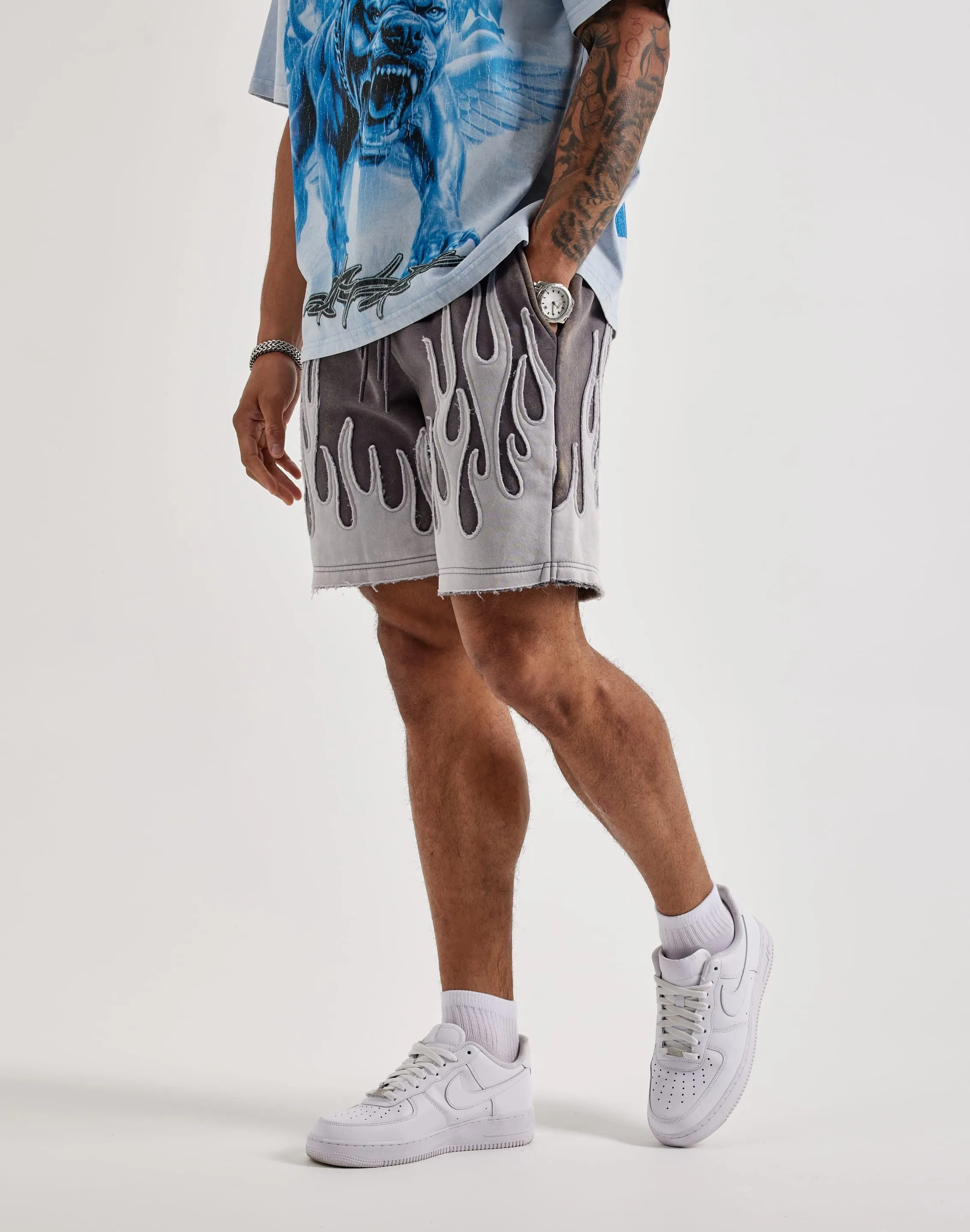 Smoke Rise Flame Fleece Shorts
