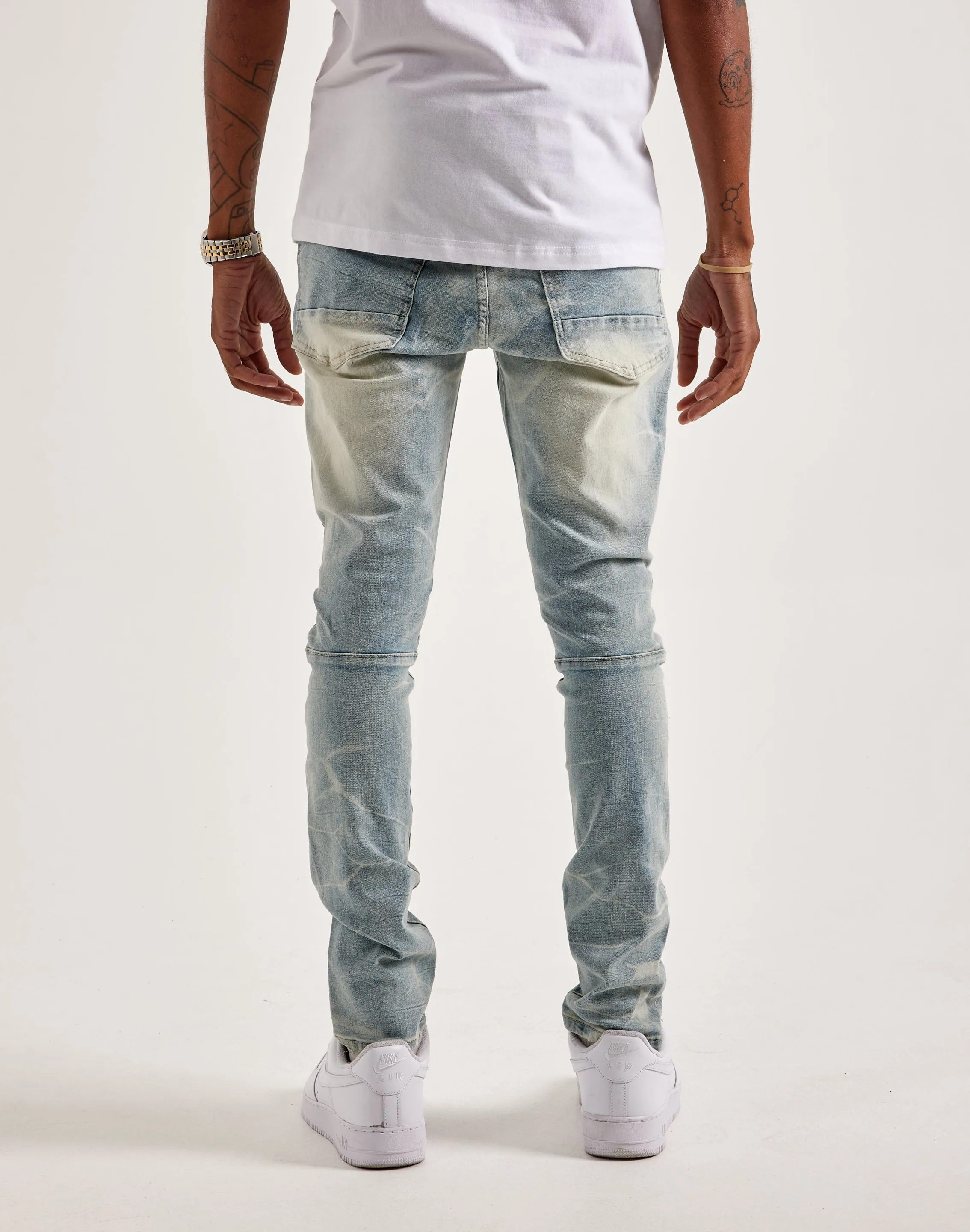 Smoke Rise Slim Wave Effect Jeans
