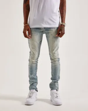 Smoke Rise Slim Wave Effect Jeans