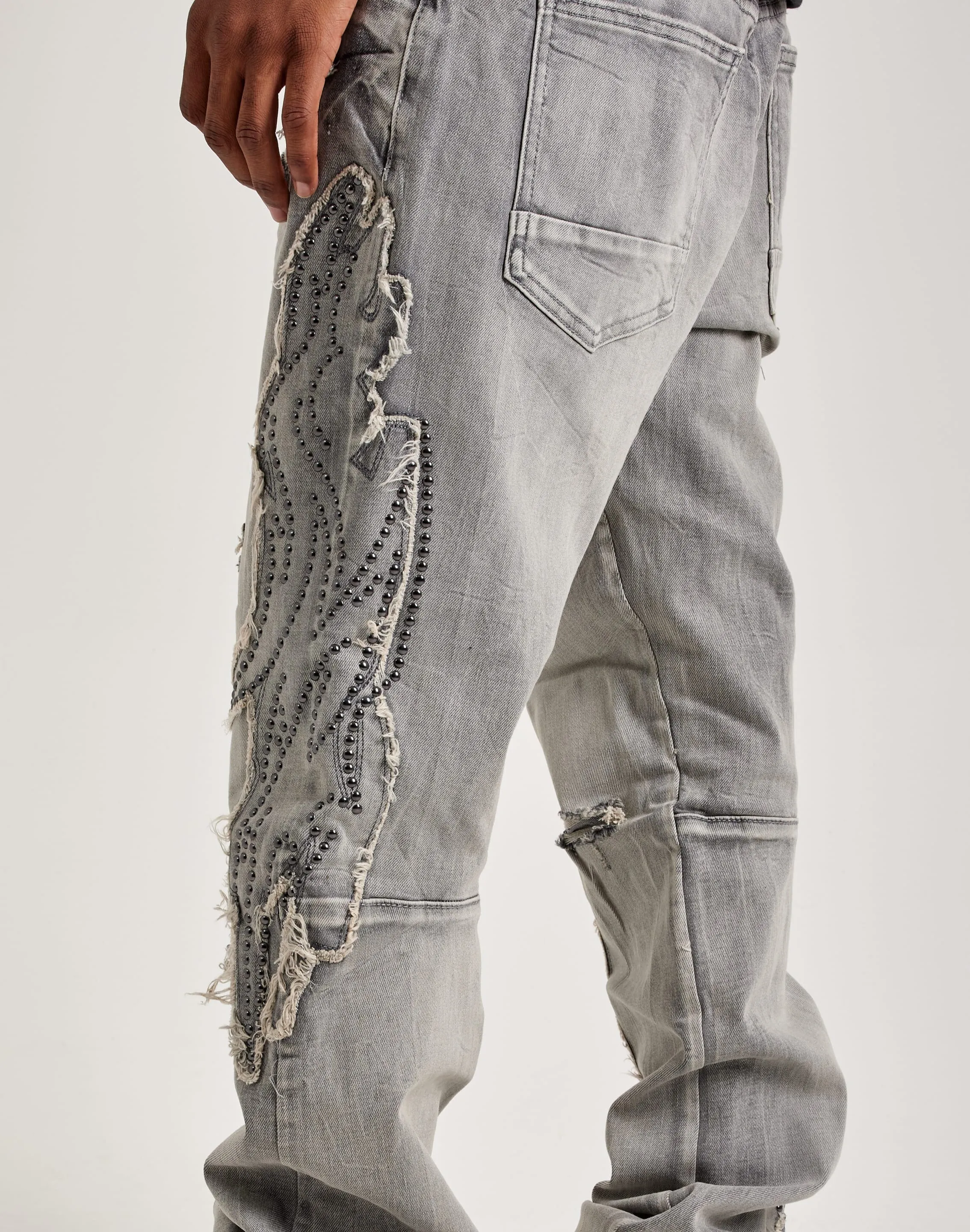 Smoke Rise Studded Flame Jeans