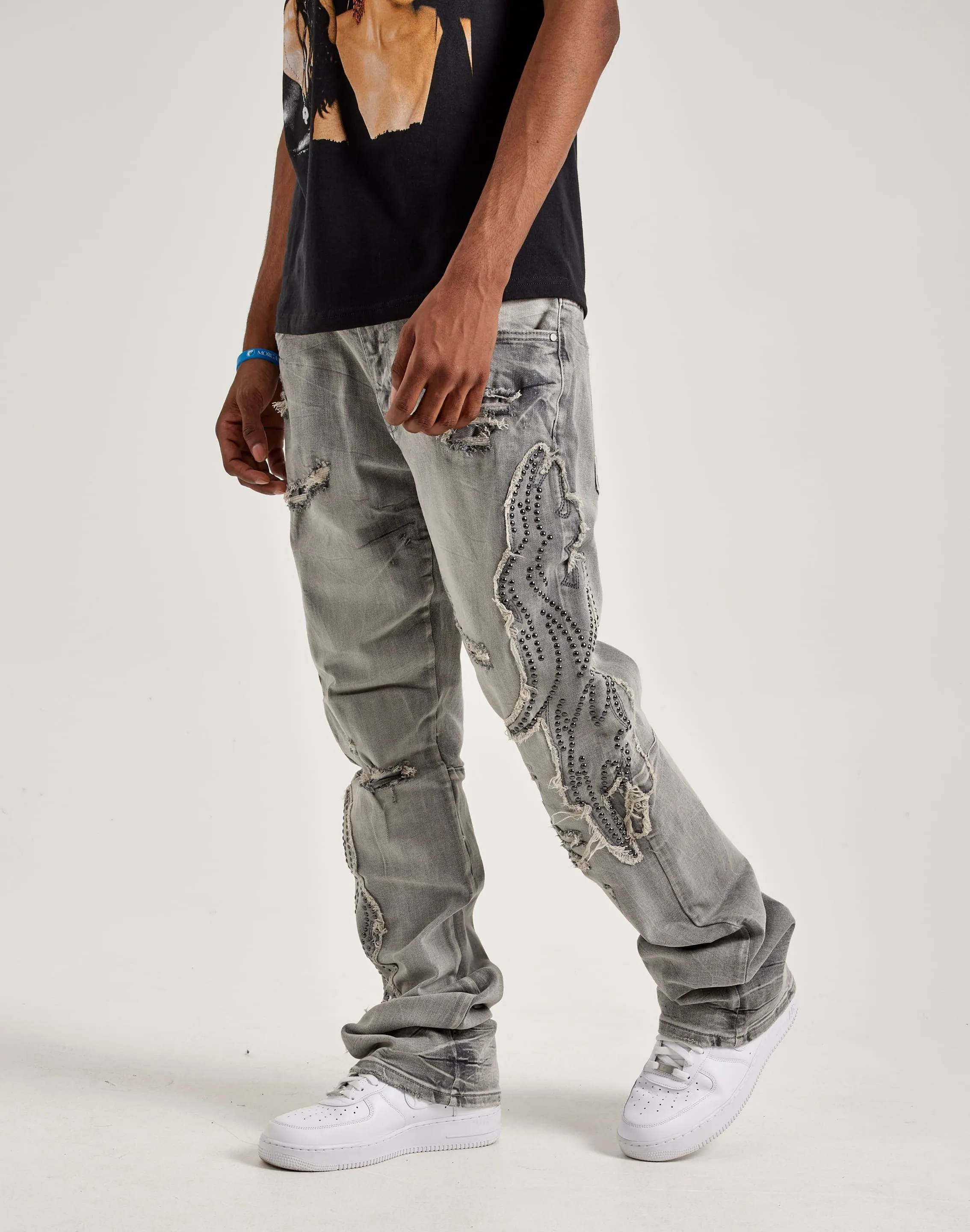 Smoke Rise Studded Flame Jeans