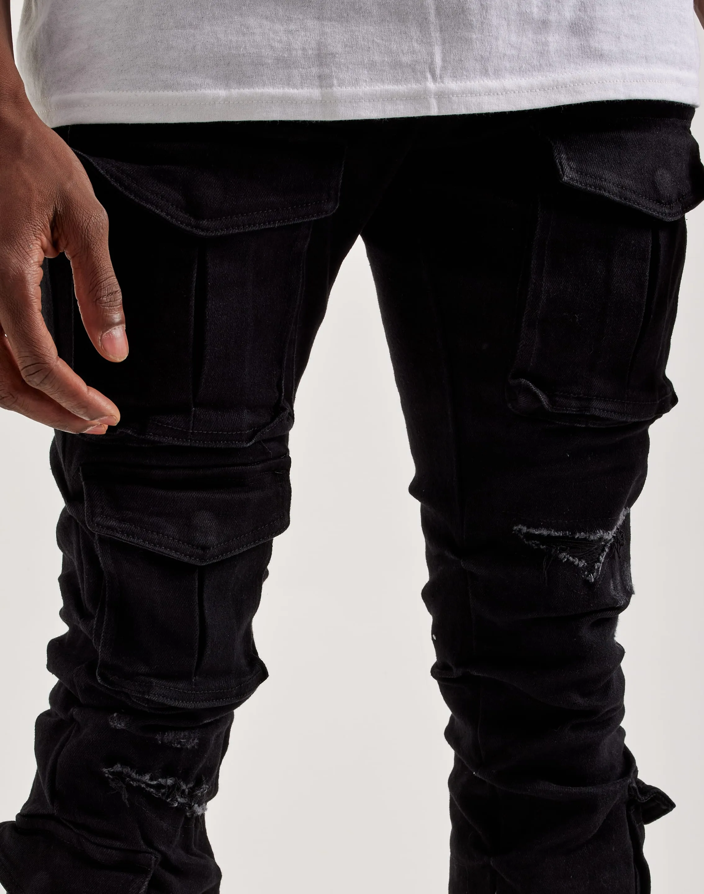 Smoke Rise Utility Pocket Stacked Flare Denim Jeans