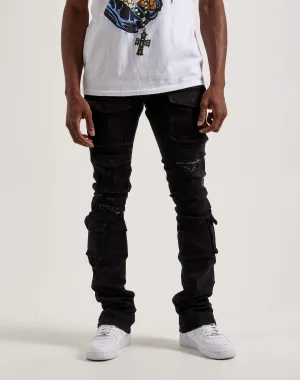 Smoke Rise Utility Pocket Stacked Flare Denim Jeans